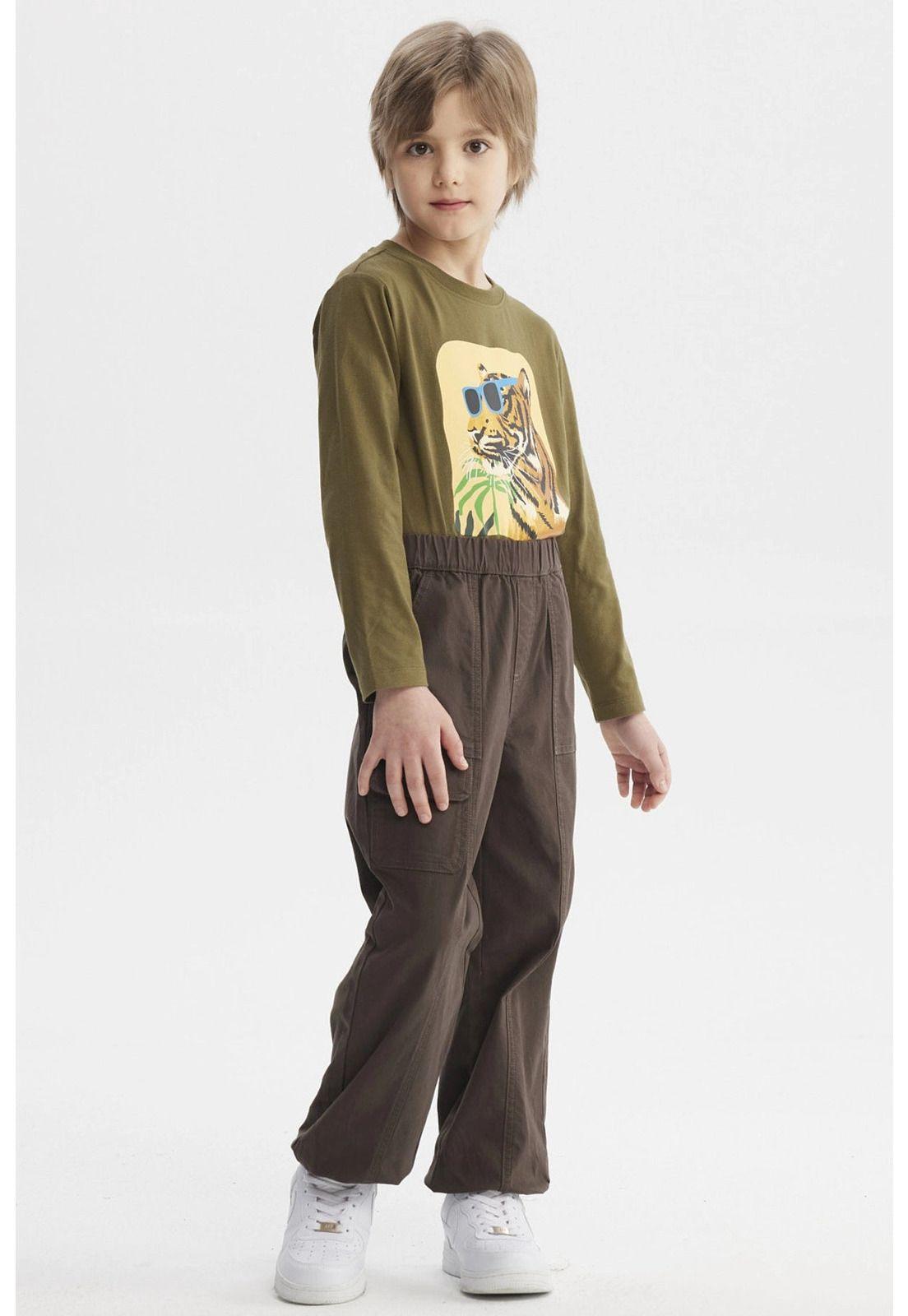 Pantalón Niño Pitillo Café-3