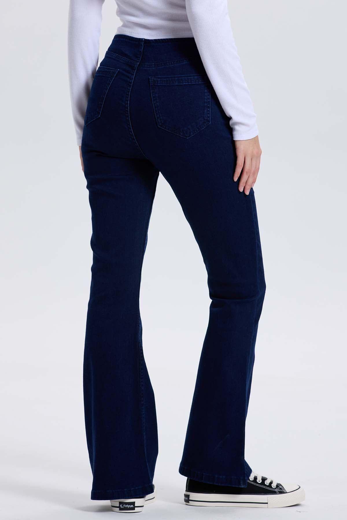 Jeans Mujer Flare Tachas Azul Indigo-2