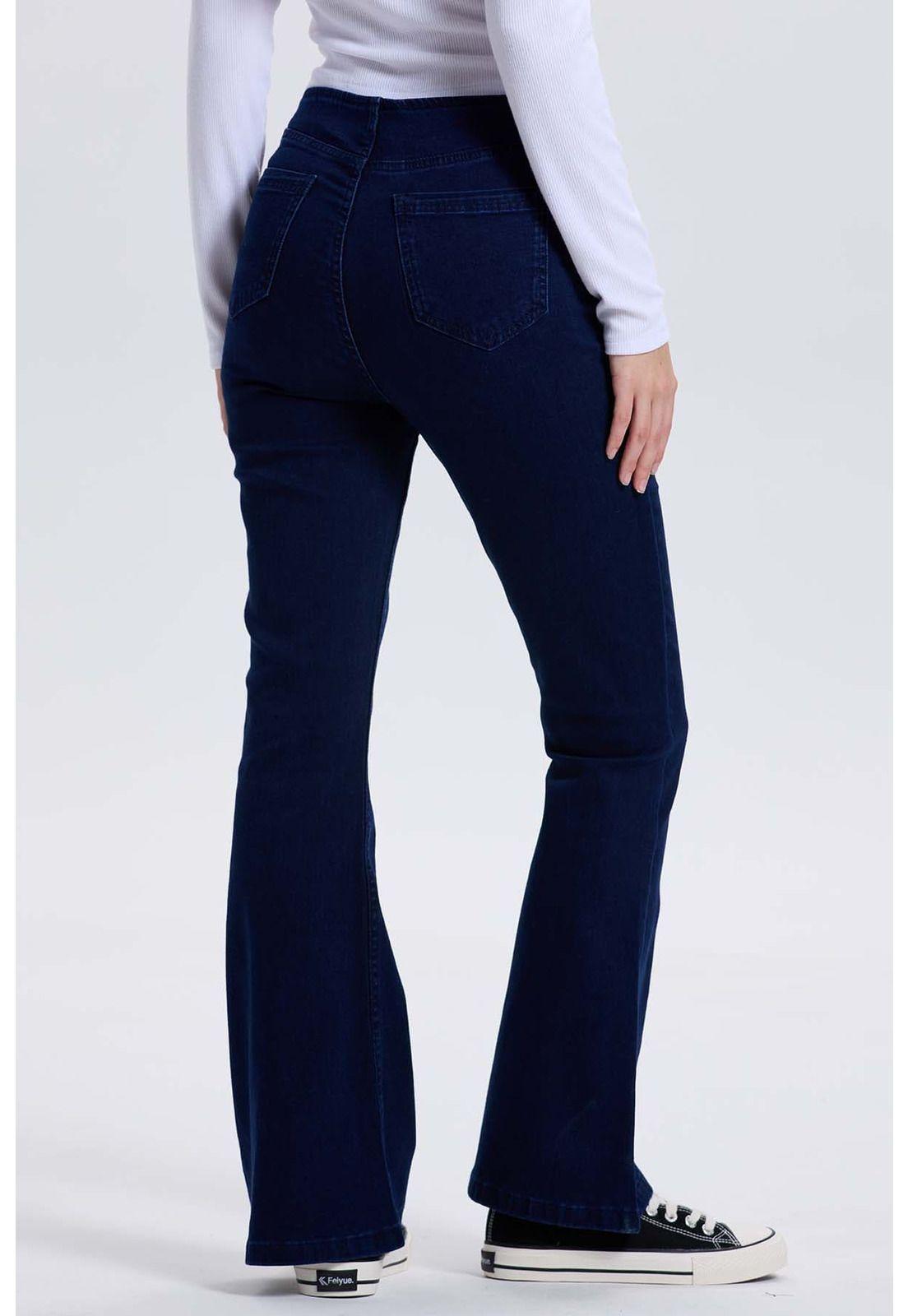 Jeans Mujer Flare Tachas Azul Índigo-2