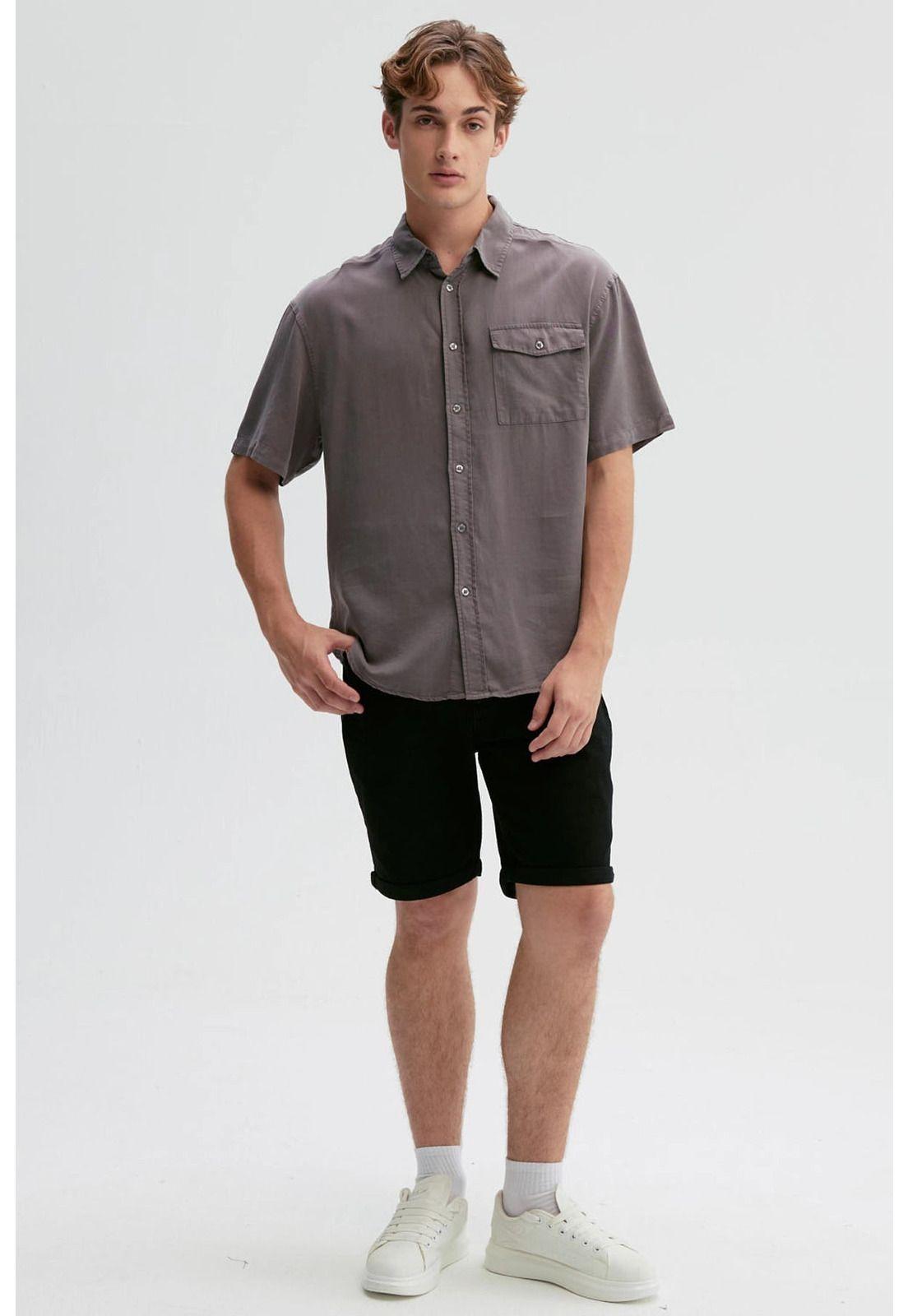 Camisa Hombre Clásica Gris-3