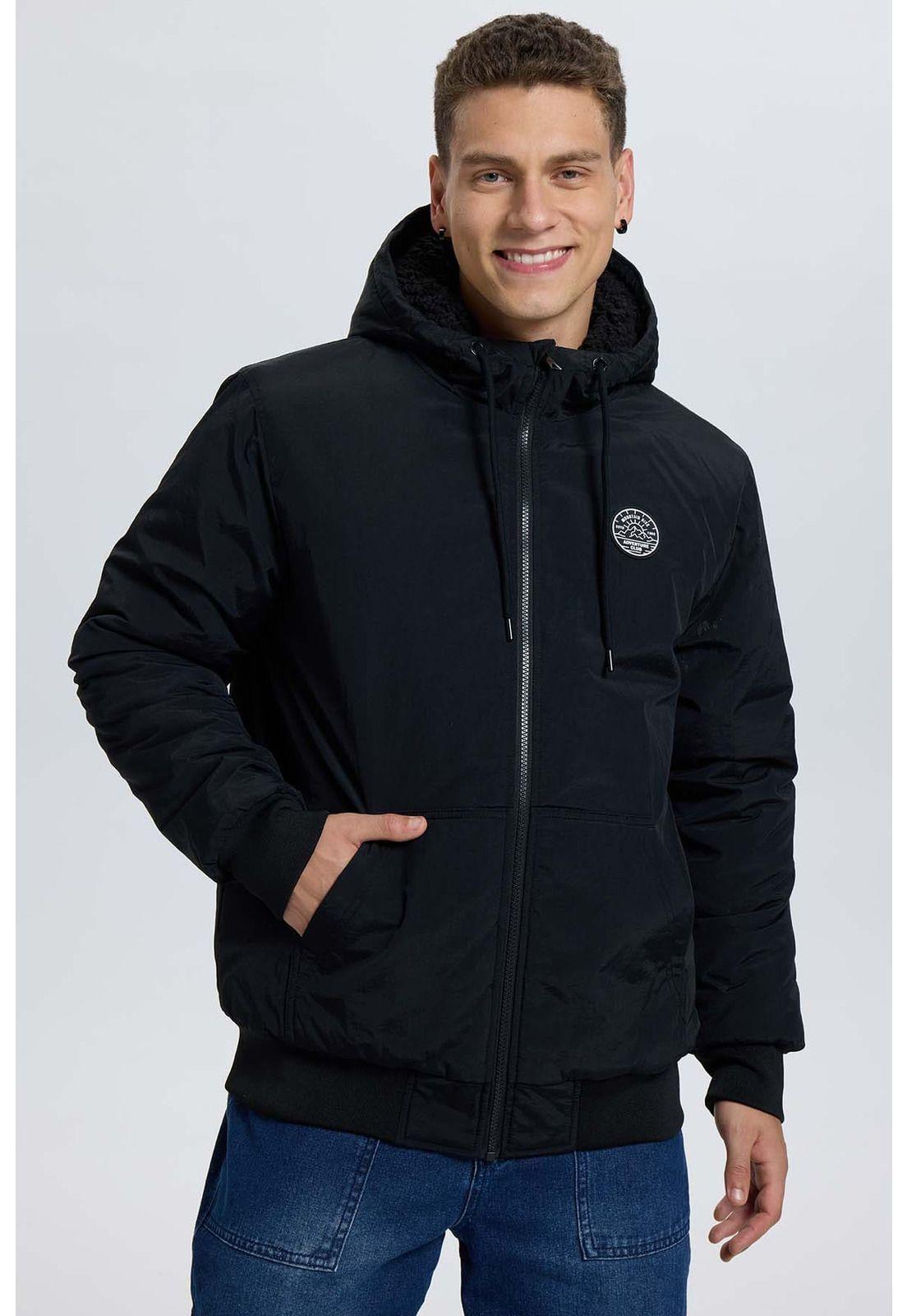 Chaqueta Hombre Gorro Negro-1