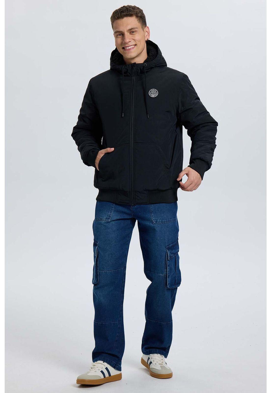 Chaqueta Hombre Gorro Negro-3