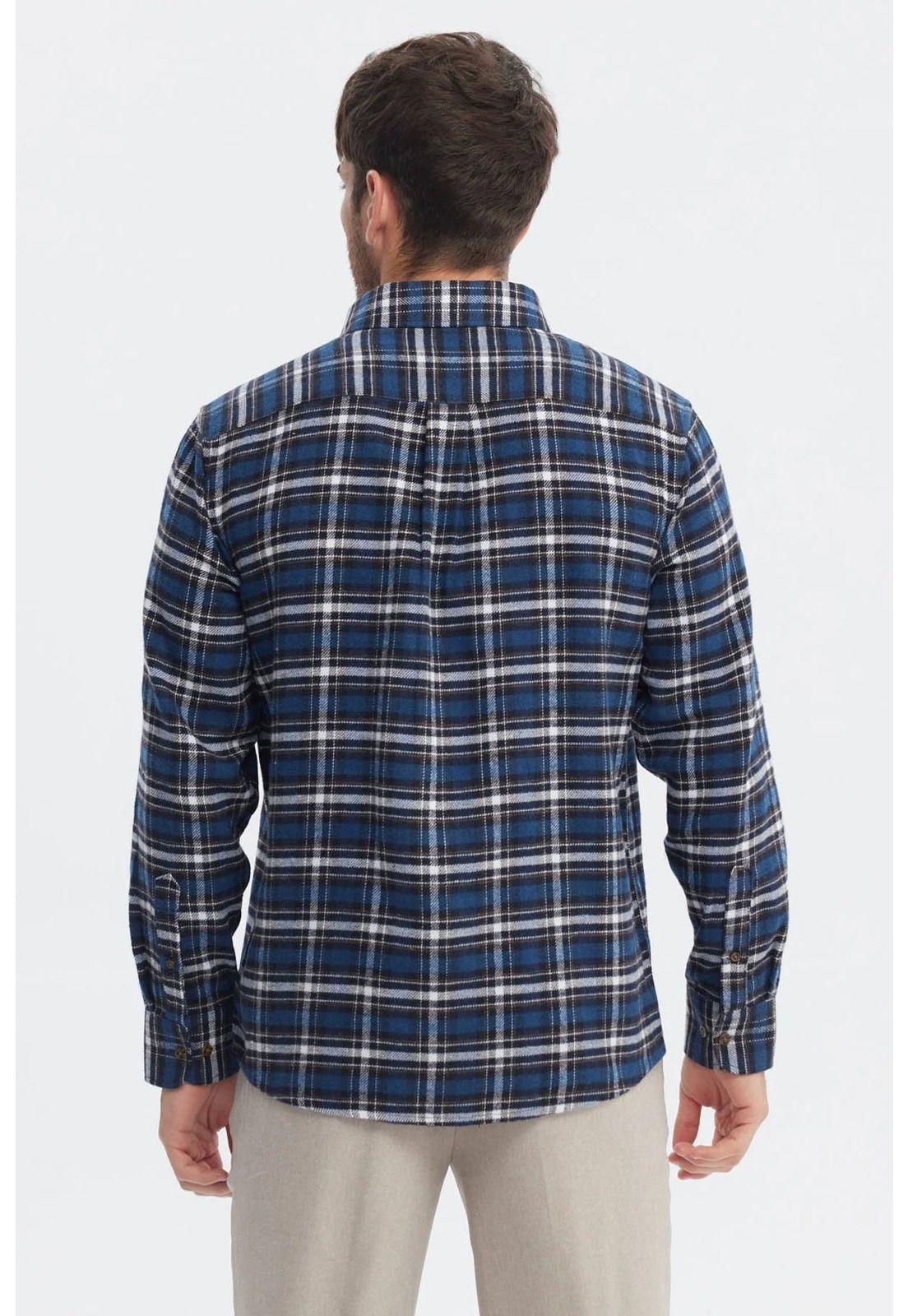 Camisa Hombre Franela Básica Azul - ll-2