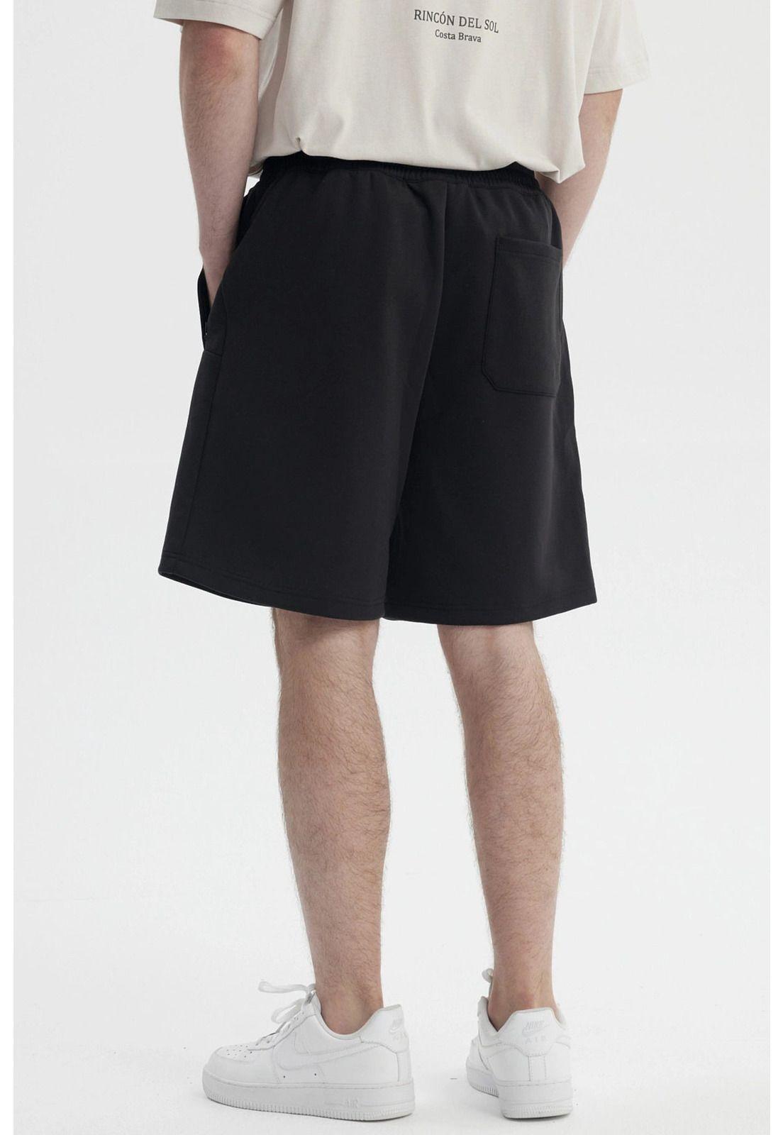 Bermuda Hombre Bolsillo Trasero Negro-2