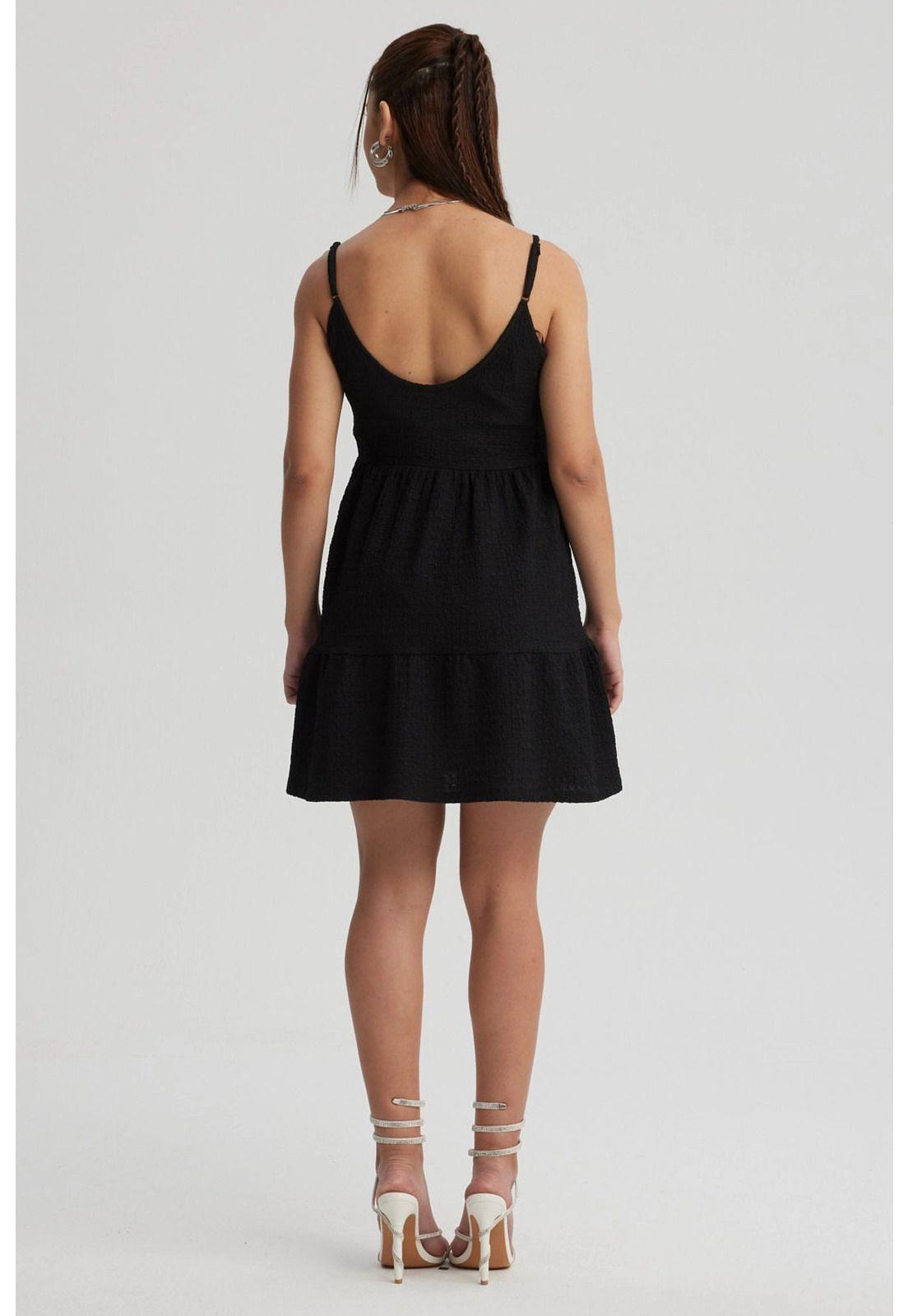 Vestido Mujer Textura Negro-2