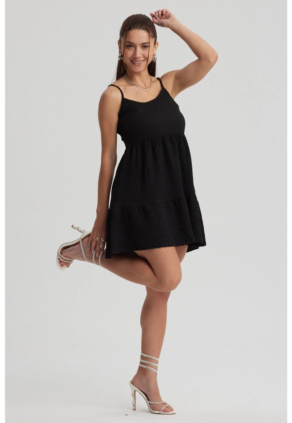 Vestido Mujer Textura Negro-3