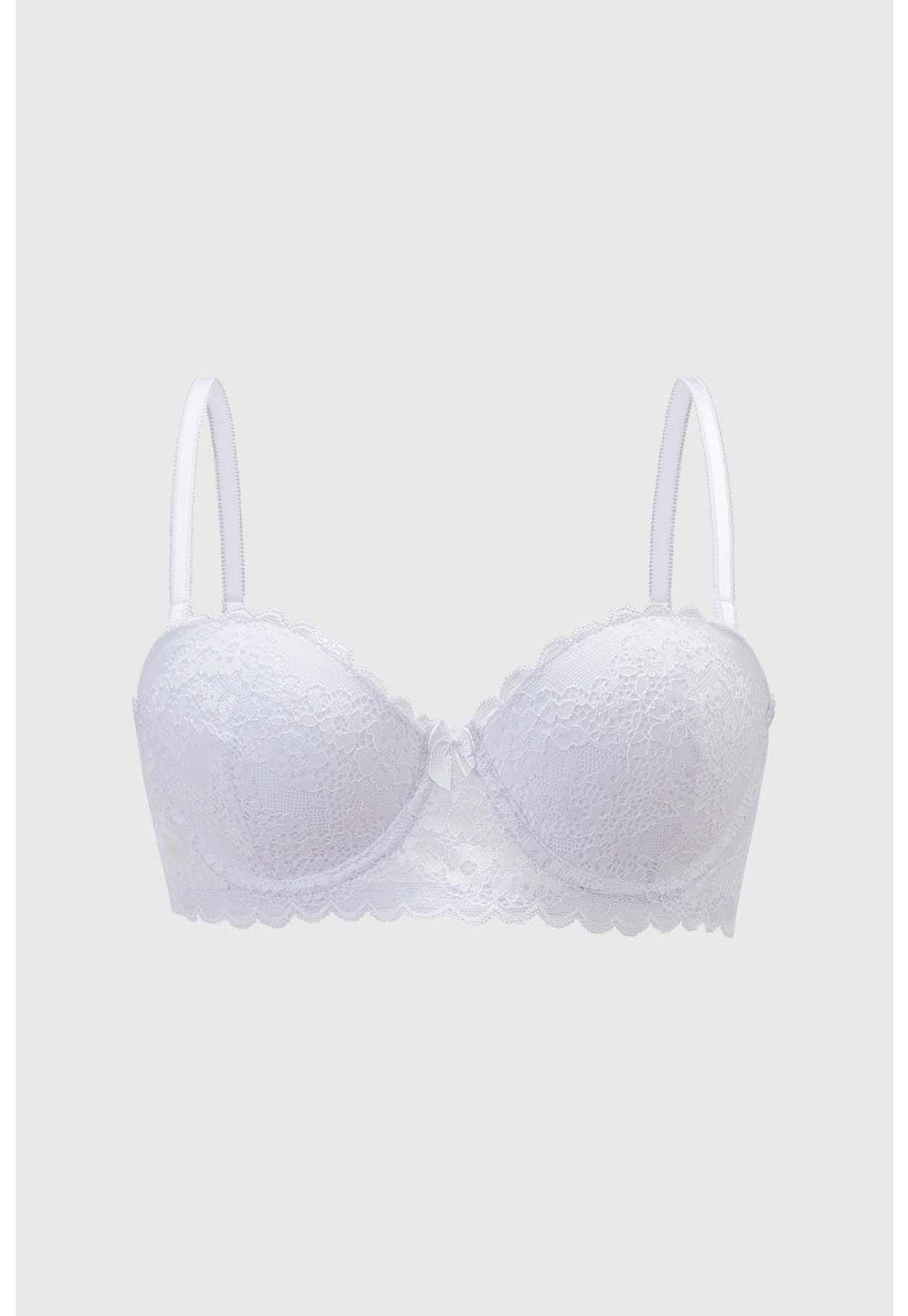 Sostén Mujer Strapless Encaje Blanco-0