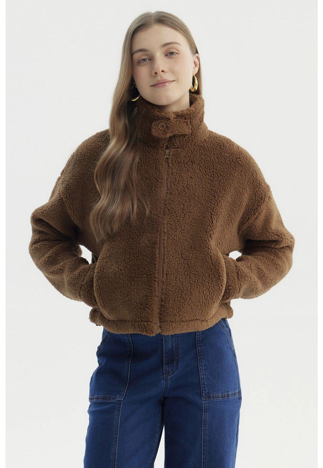 Polar Mujer Peludo Camel Oscuro-0