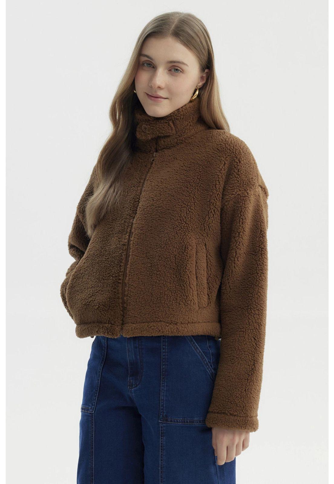 Polar Mujer Peludo Camel Oscuro-1