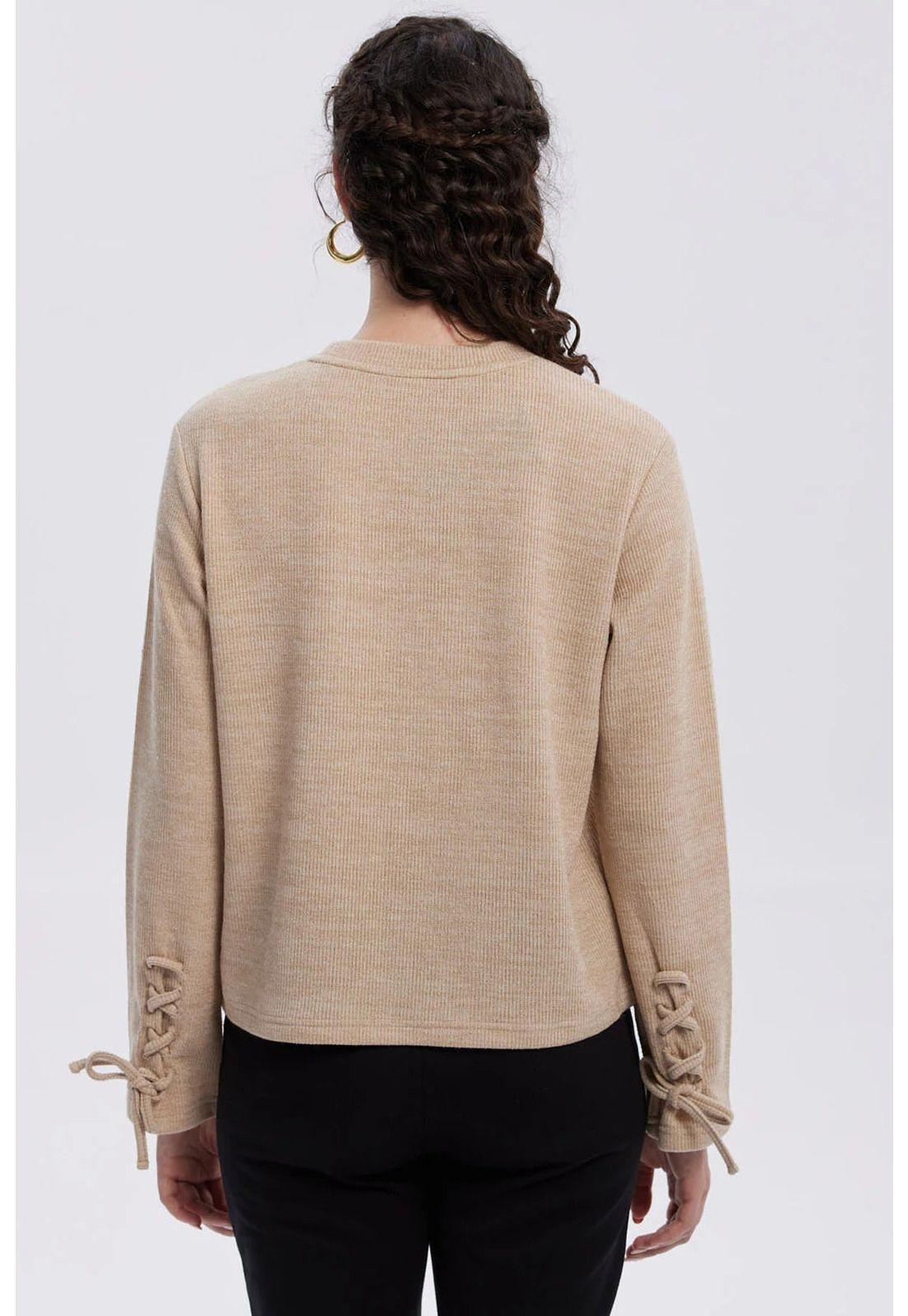 Sweater Mujer Mangas Beige-2