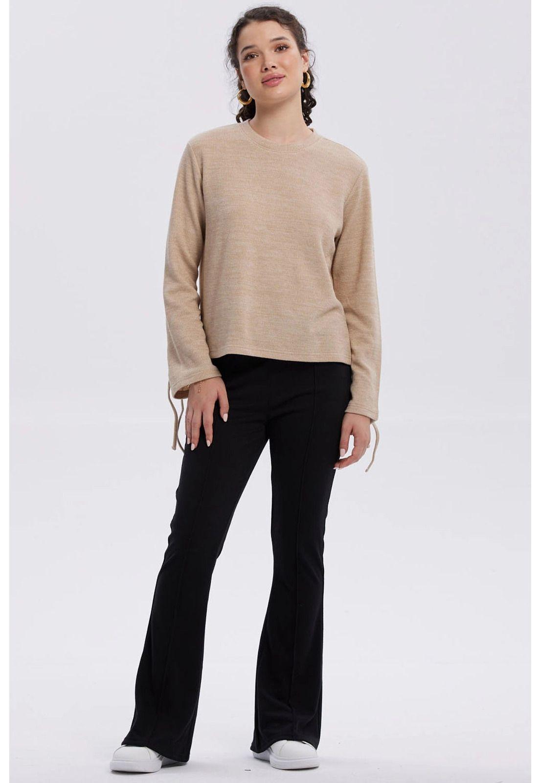 Sweater Mujer Mangas Beige-3