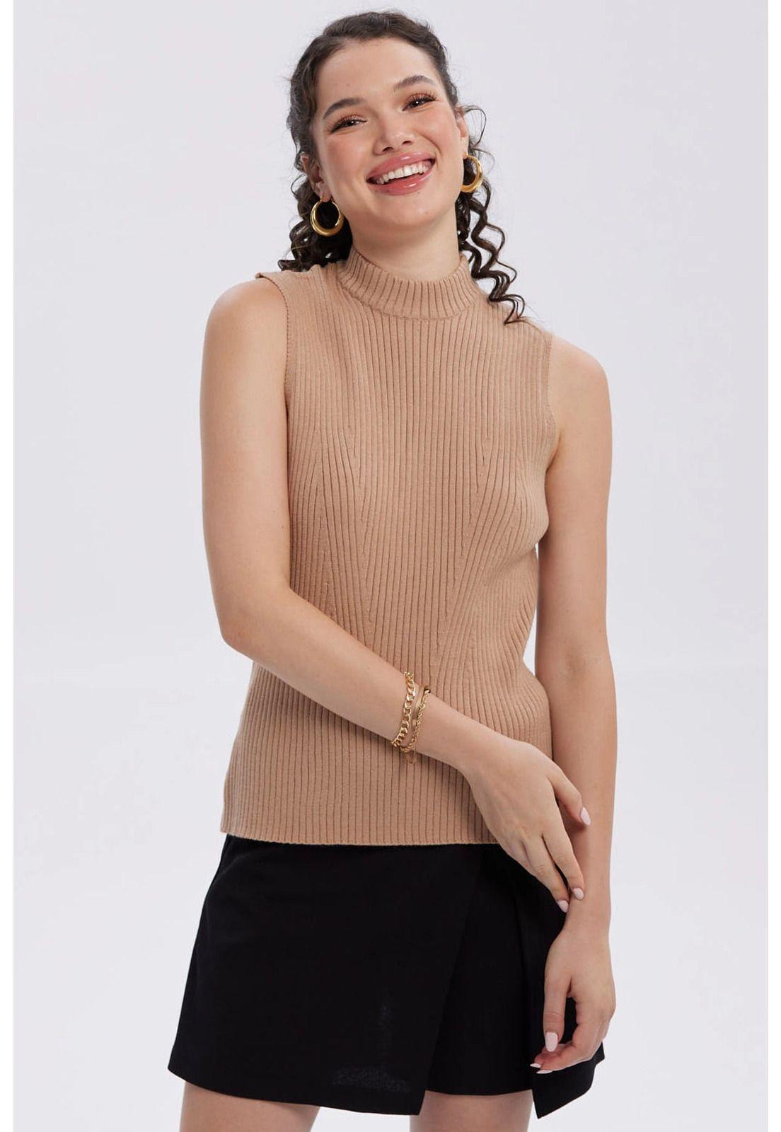 Sweater Mujer Con Textura Camel-0