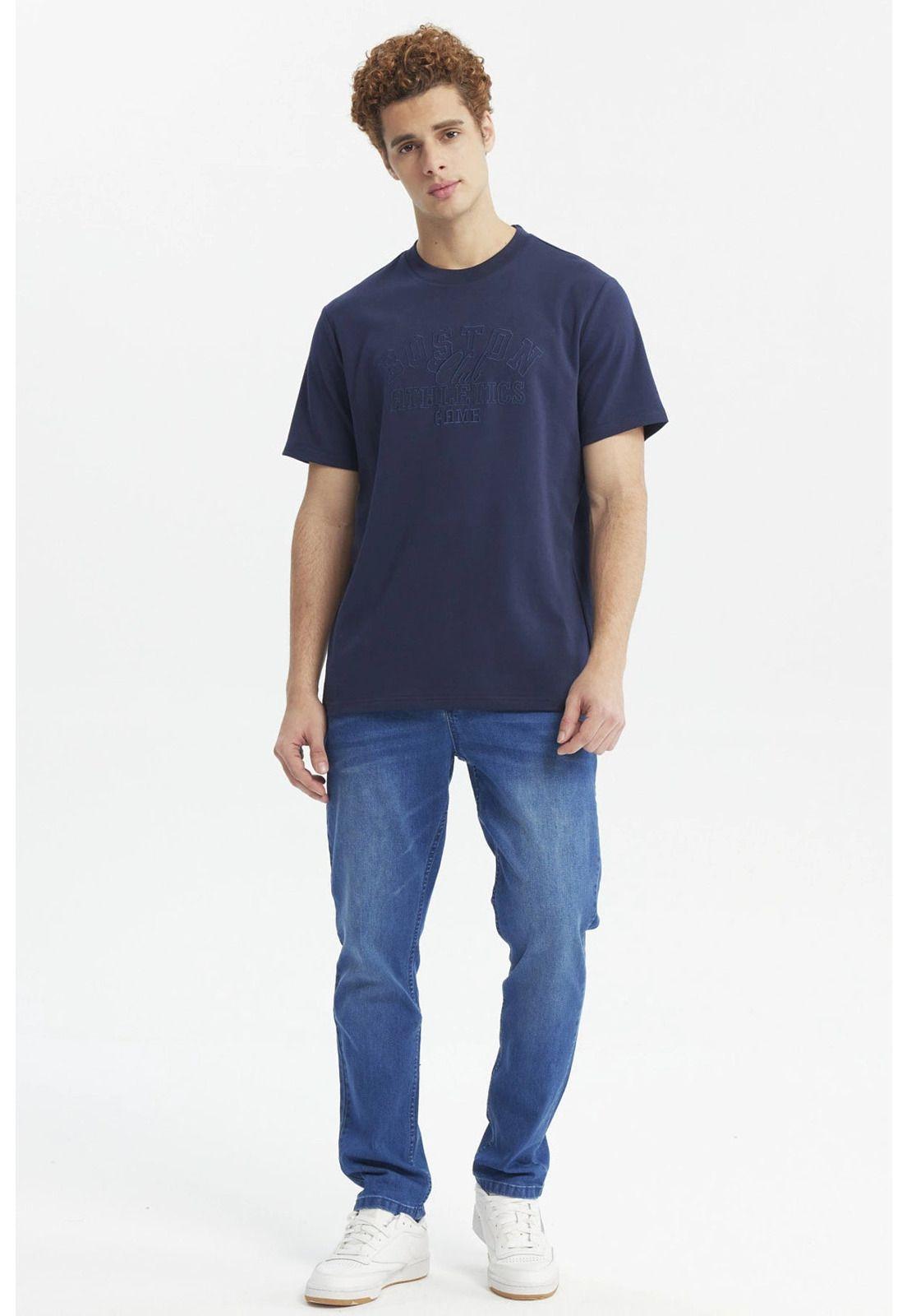 Polera Hombre Regular Print A Tono Azul-3