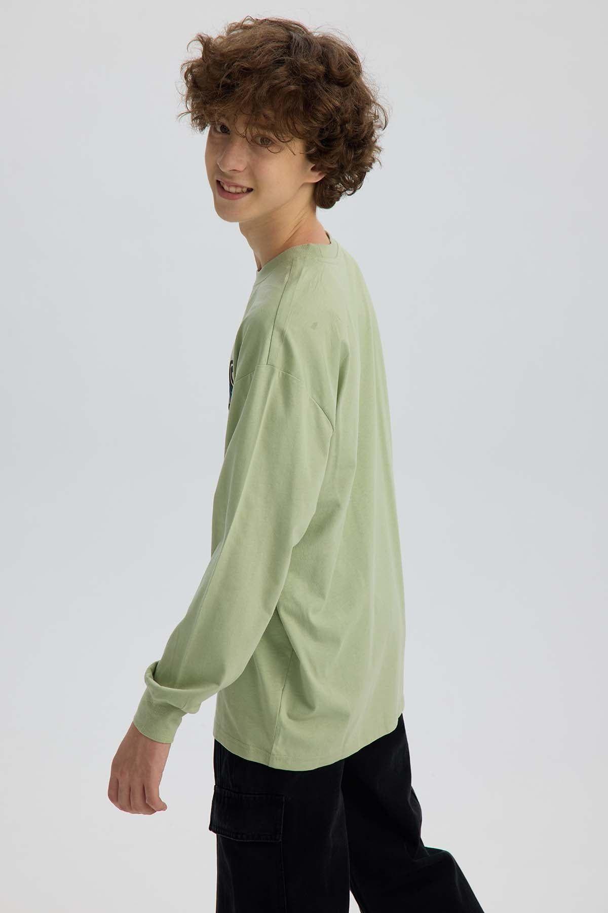 Polera Niño Print Verde Claro-2