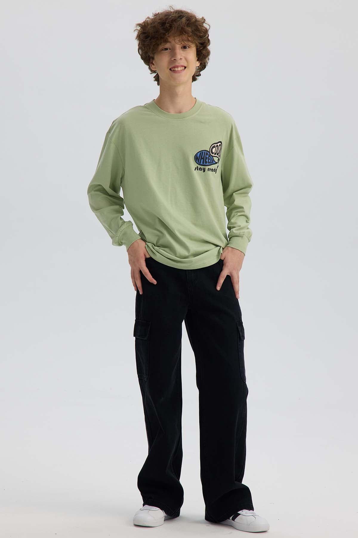 Polera Niño Print Verde Claro-3