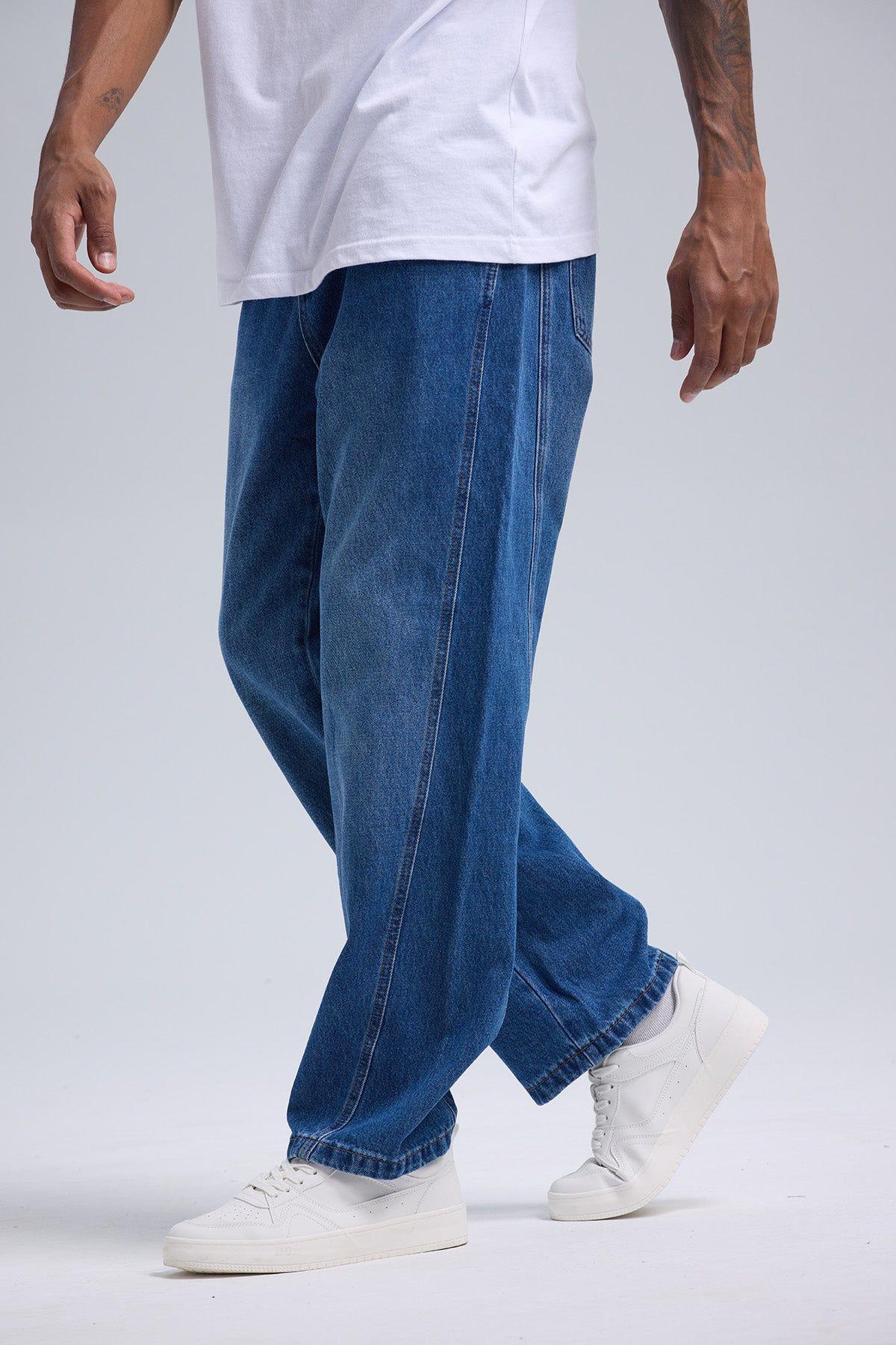 Jeans Hombre Baggy Detalle Azul Oscuro-1