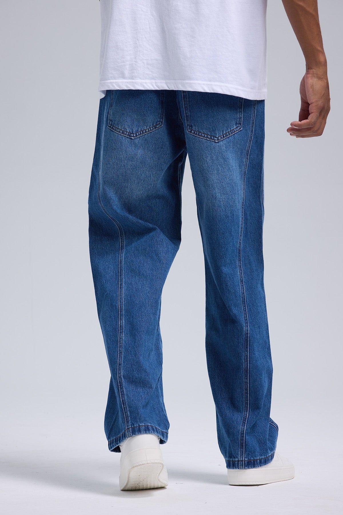 Jeans Hombre Baggy Detalle Azul Oscuro-2