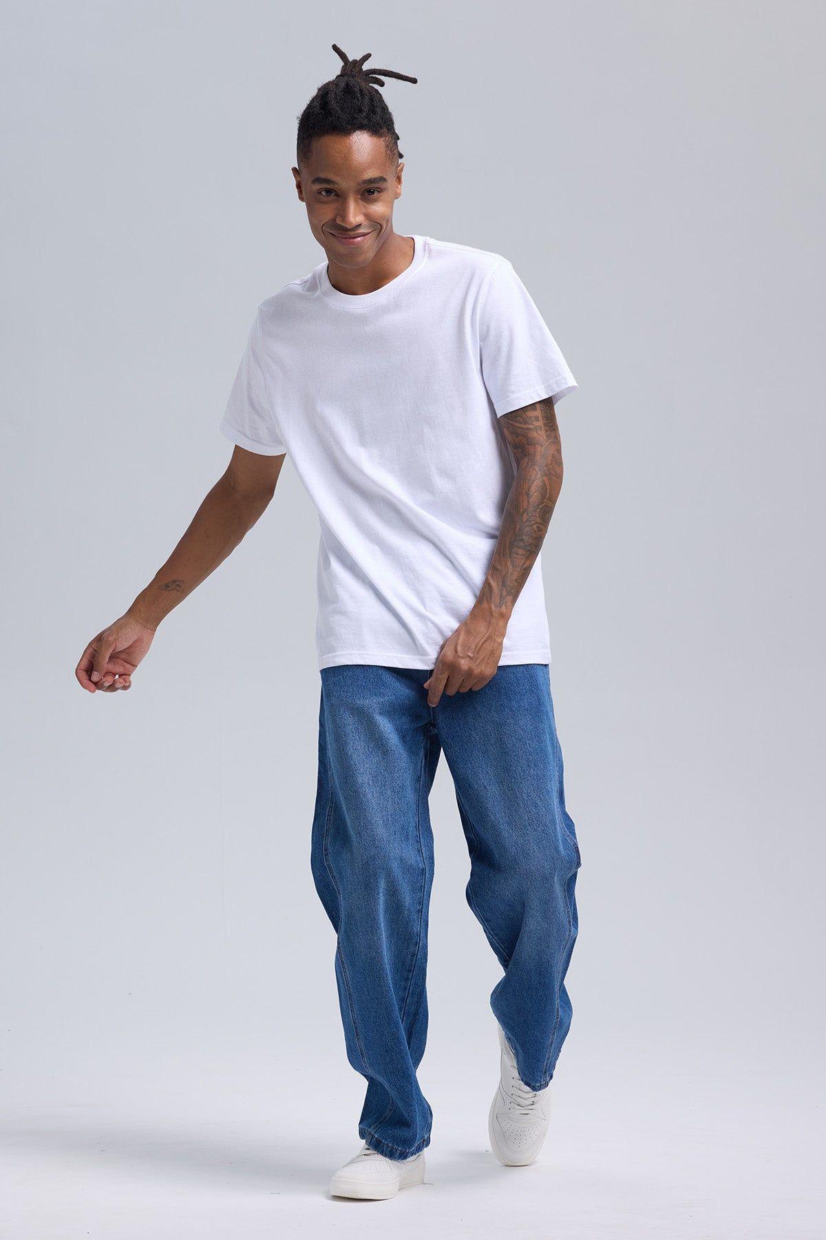 Jeans Hombre Baggy Detalle Azul Oscuro-3