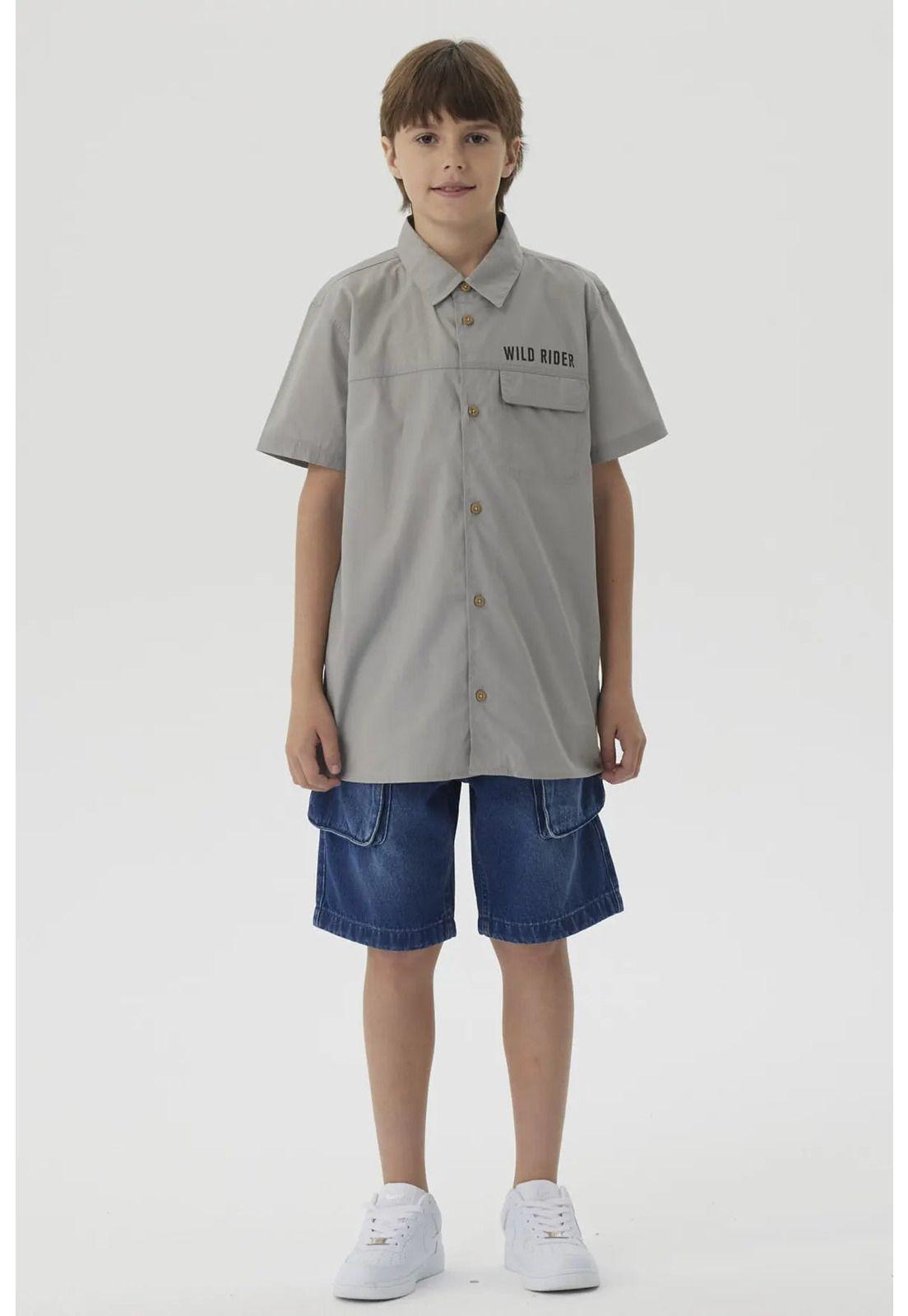 Camisa Niño Print Popelina Gris-3