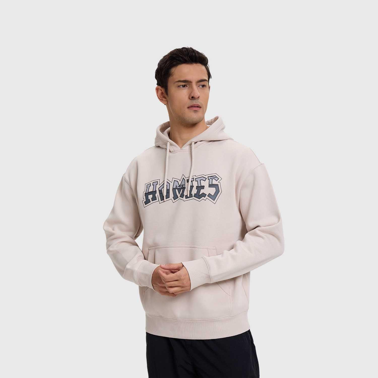 Polerón Hombre Hoodie Print Beige Claro Fashion's Park-1
