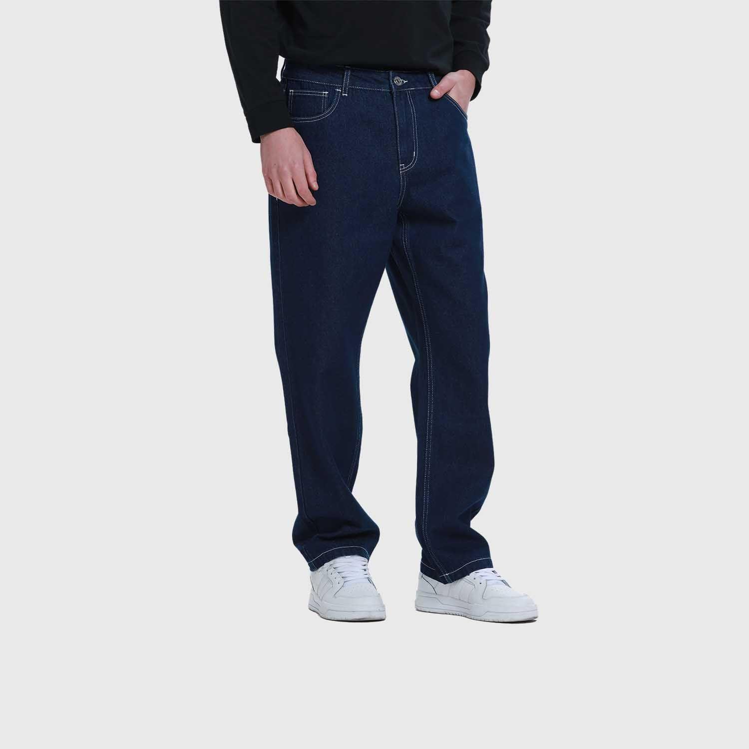 Jeans Hombre Wide Leg Costura Azul-1