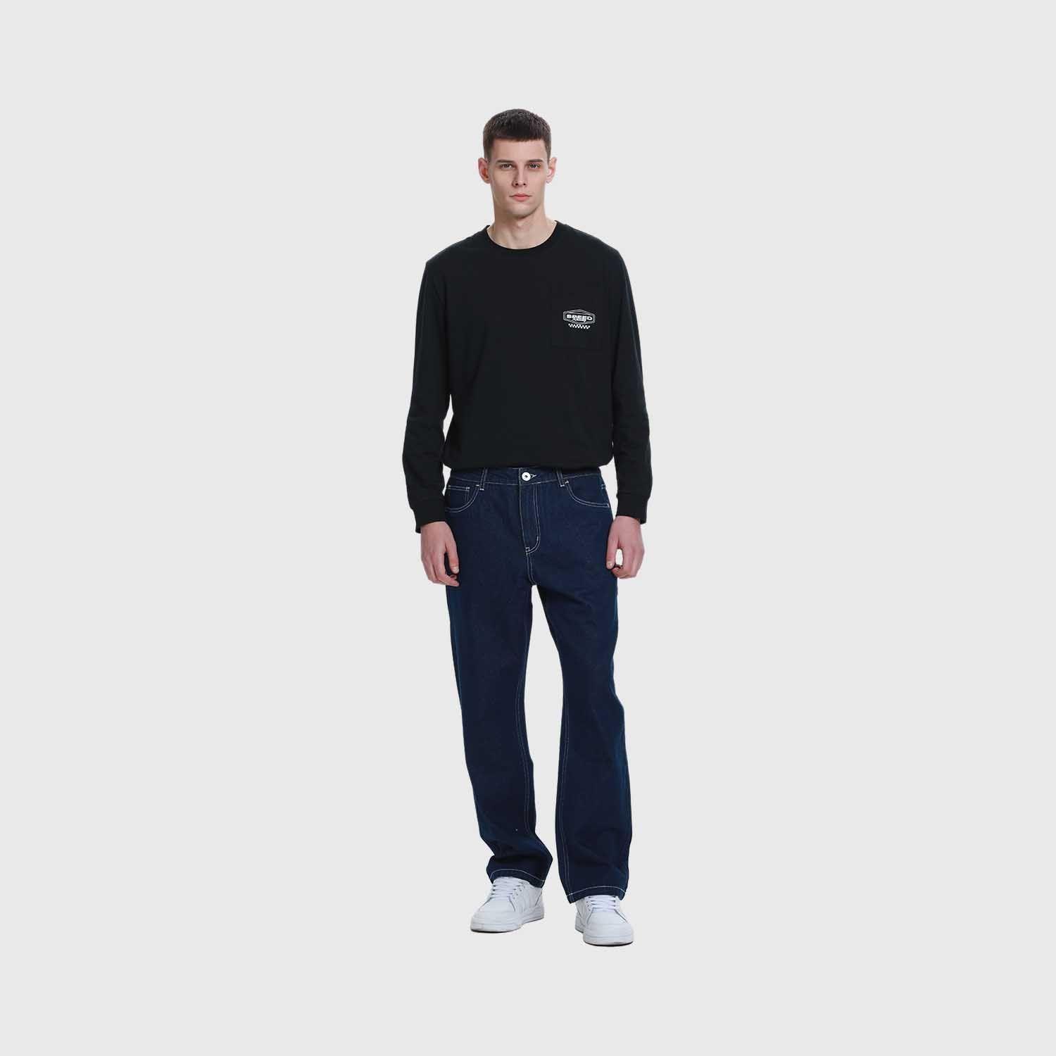 Jeans Hombre Wide Leg Costura Azul-3