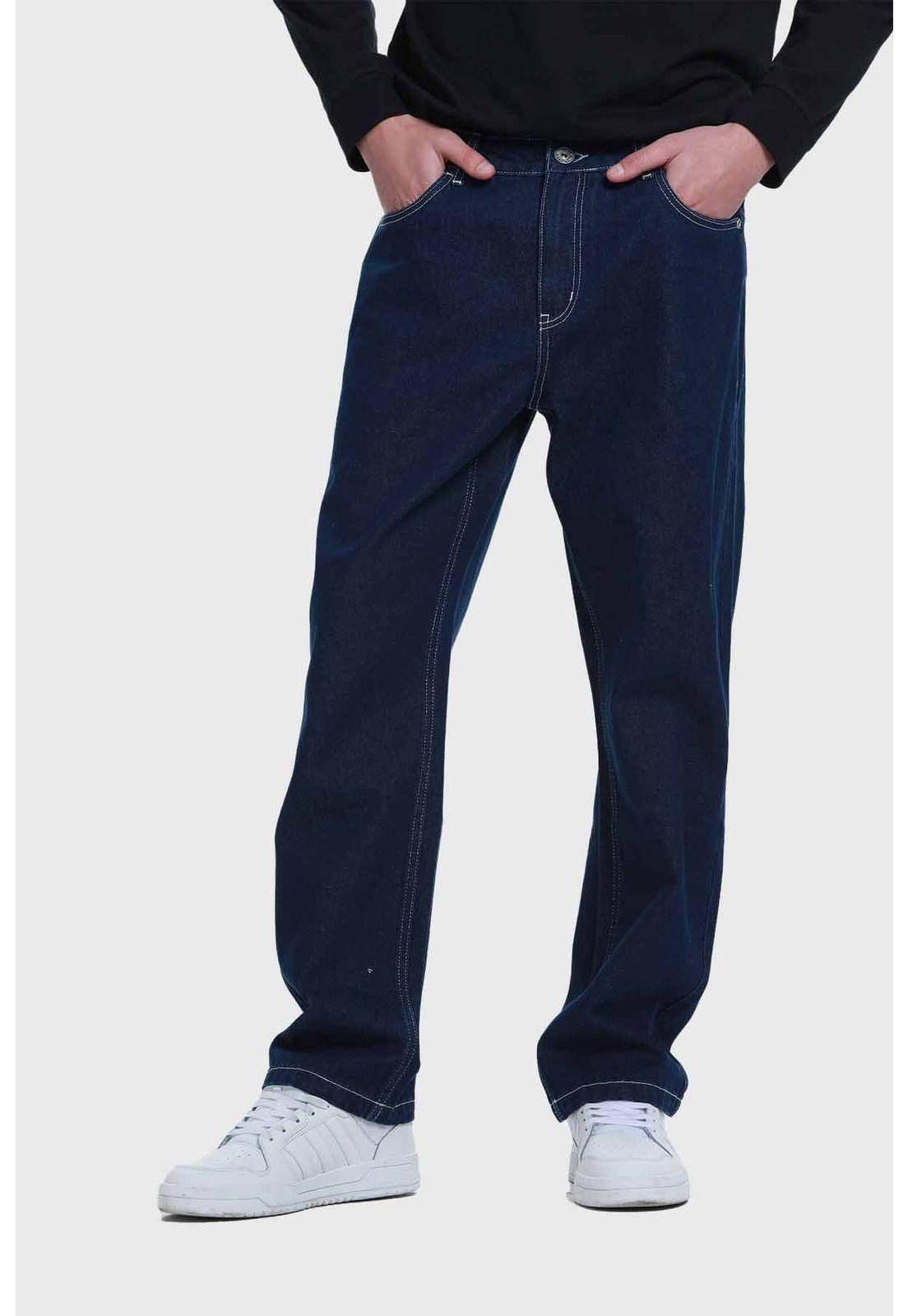 Jeans Hombre Wide Leg Costura Azul-0