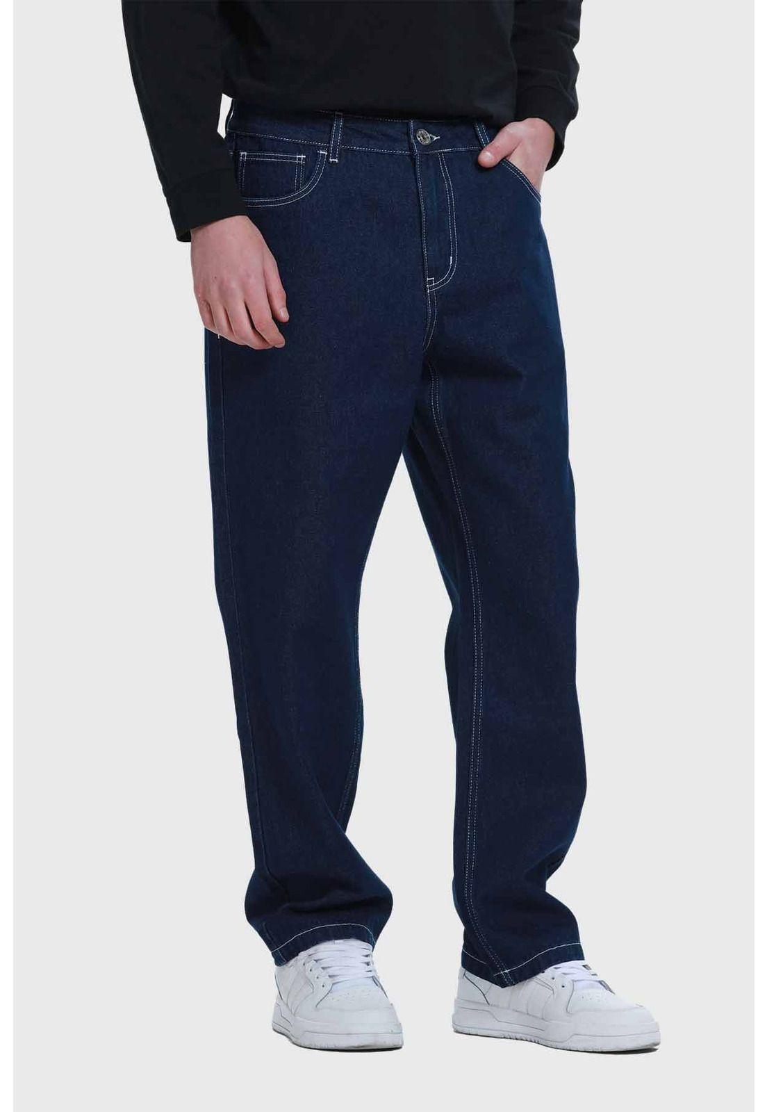 Jeans Hombre Wide Leg Costura Azul-1