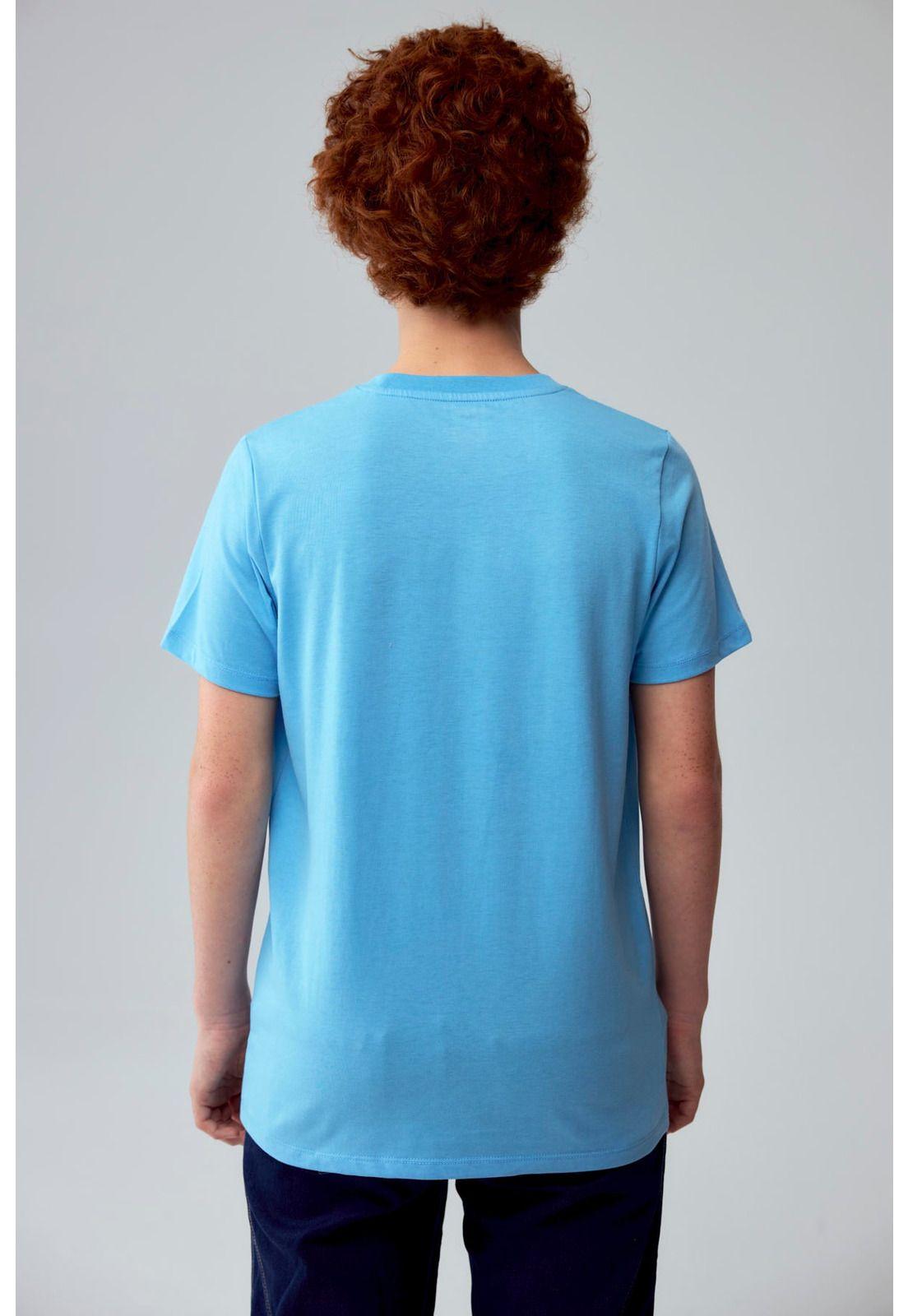 Polera Niño Básica Estampada Celeste - ll-2