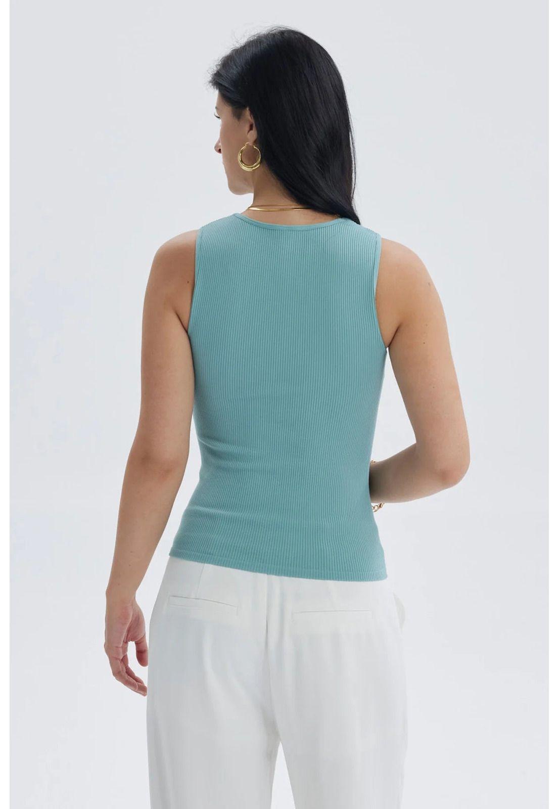 Polera Mujer Lisa Abertura Celeste-2