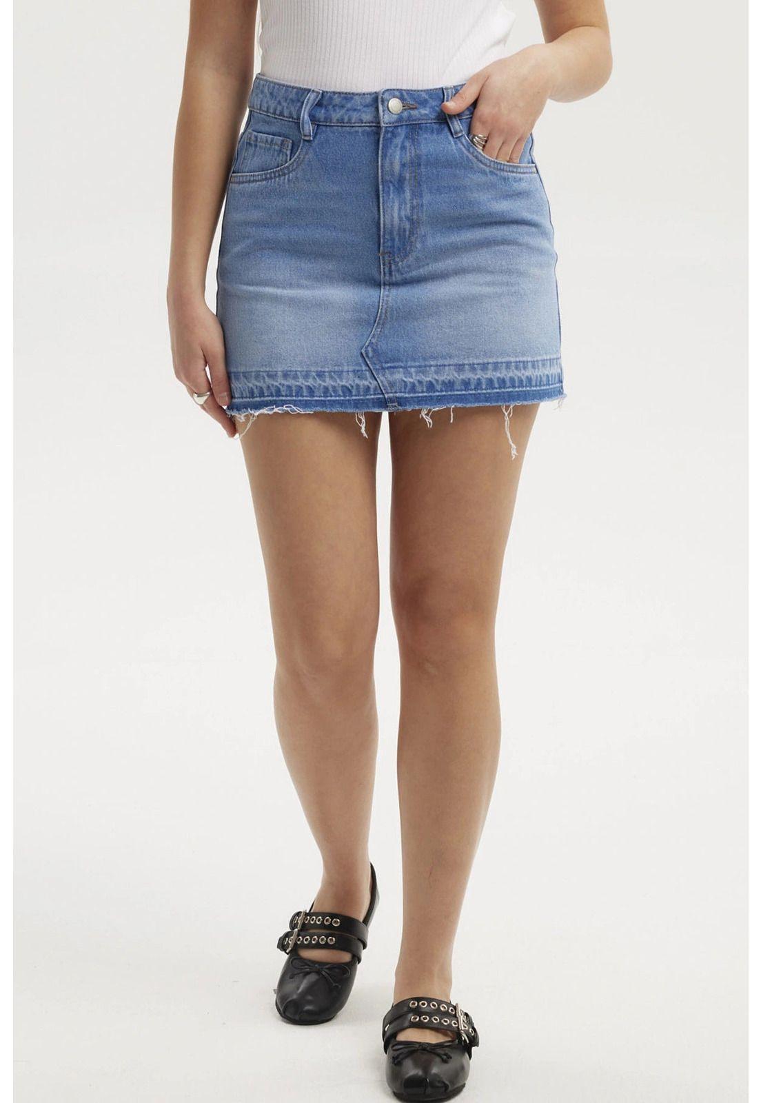 Falda Mujer Basta Descosida Azul-0