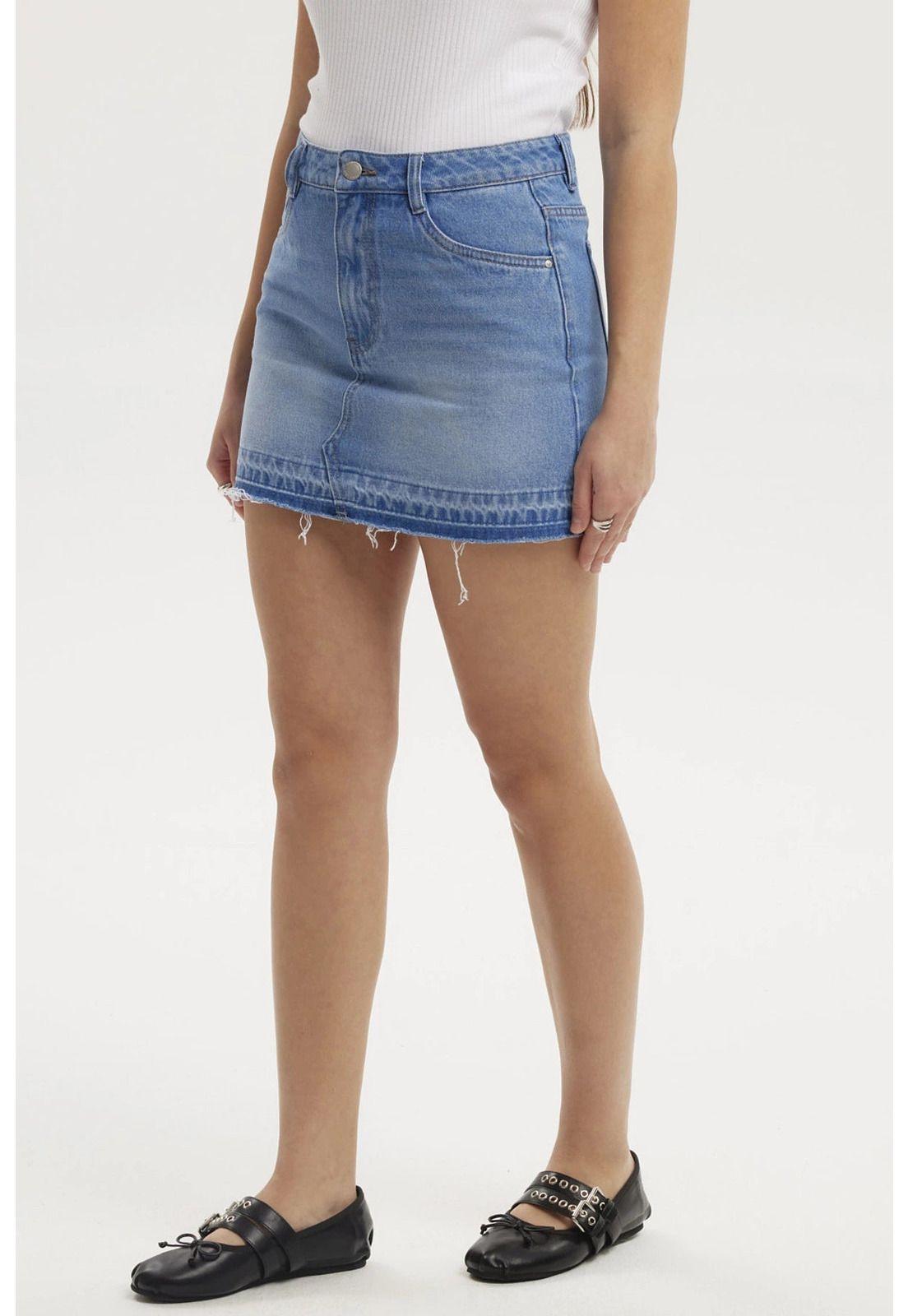 Falda Mujer Basta Descosida Azul-1