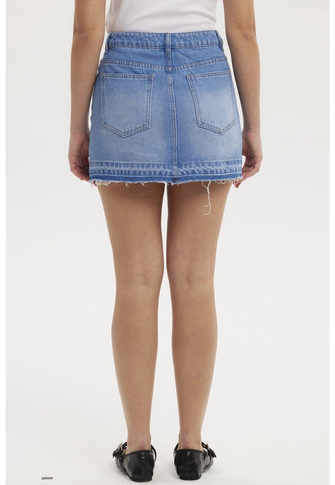 Falda Mujer Basta Descosida Azul-2