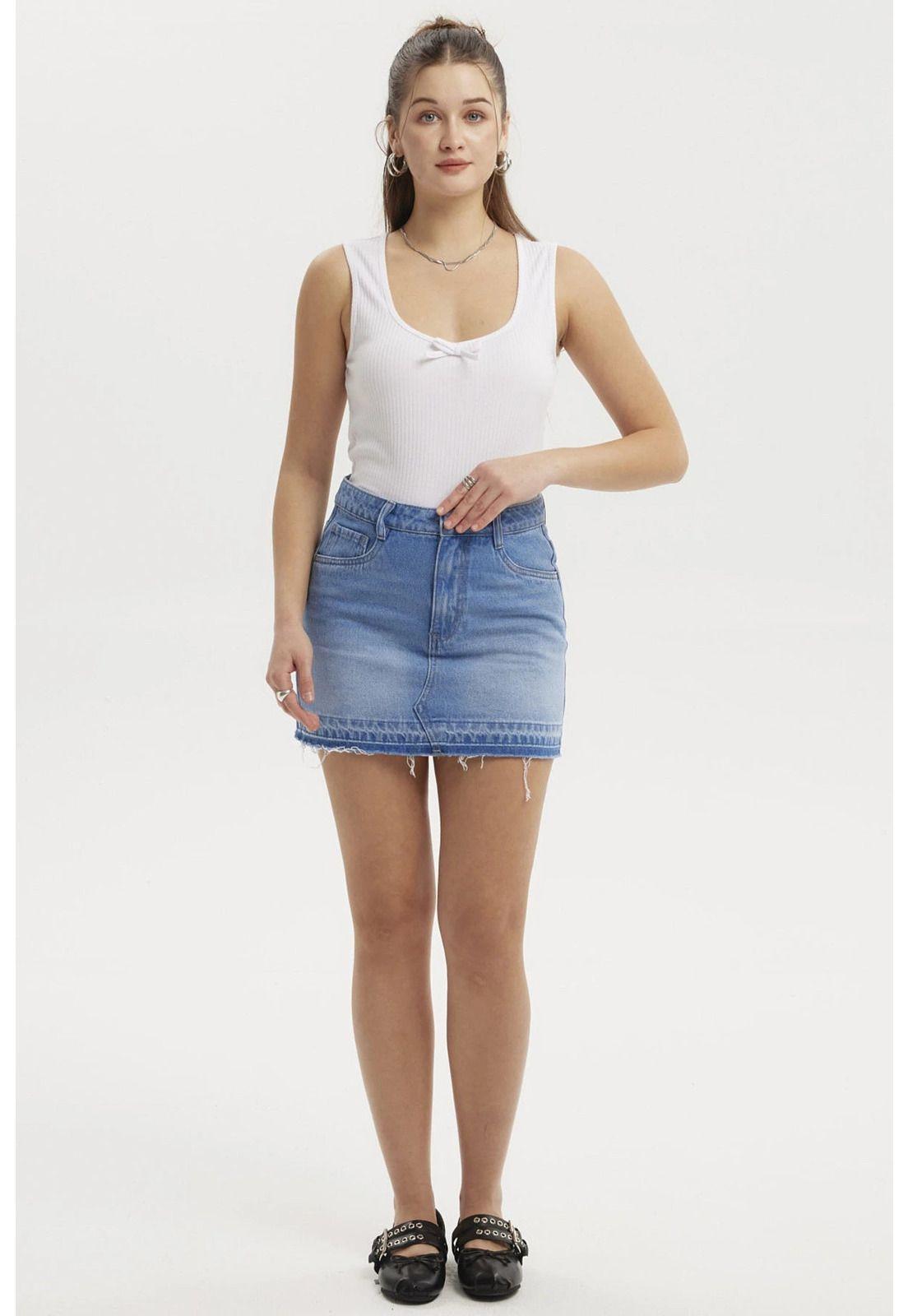 Falda Mujer Basta Descosida Azul-3