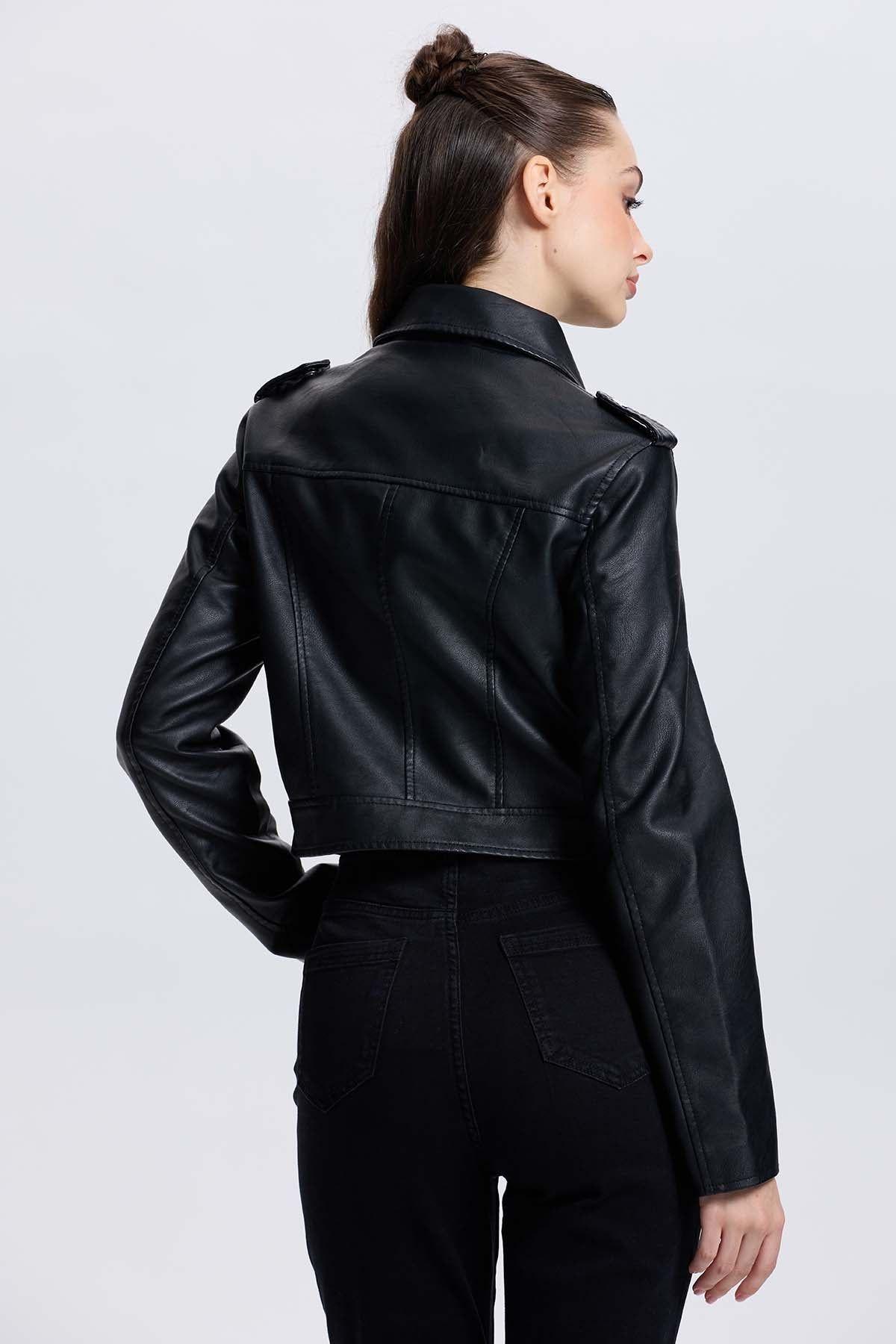 Chaqueta Mujer Biker Negro-2