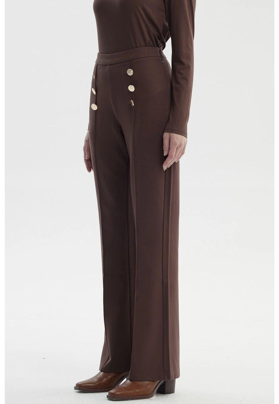 Pantalón Mujer Flare Café Claro-1