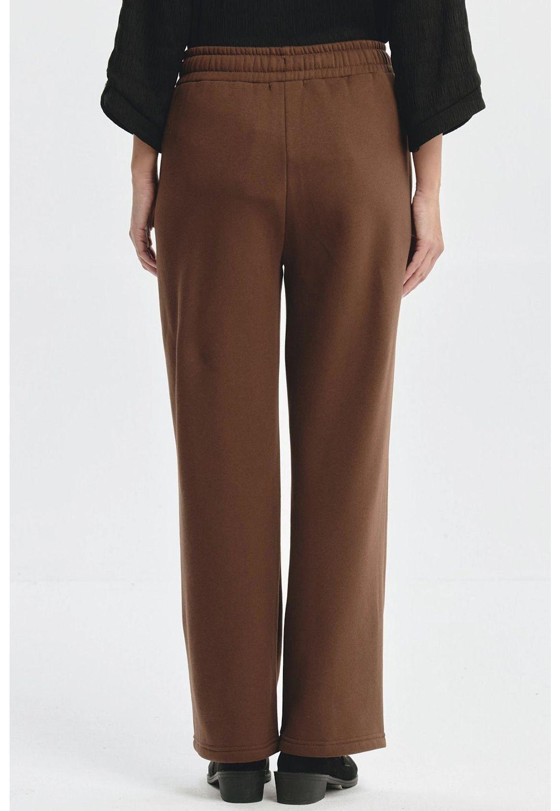 Pantalón Buzo Mujer Con Costura Frontal Café-2