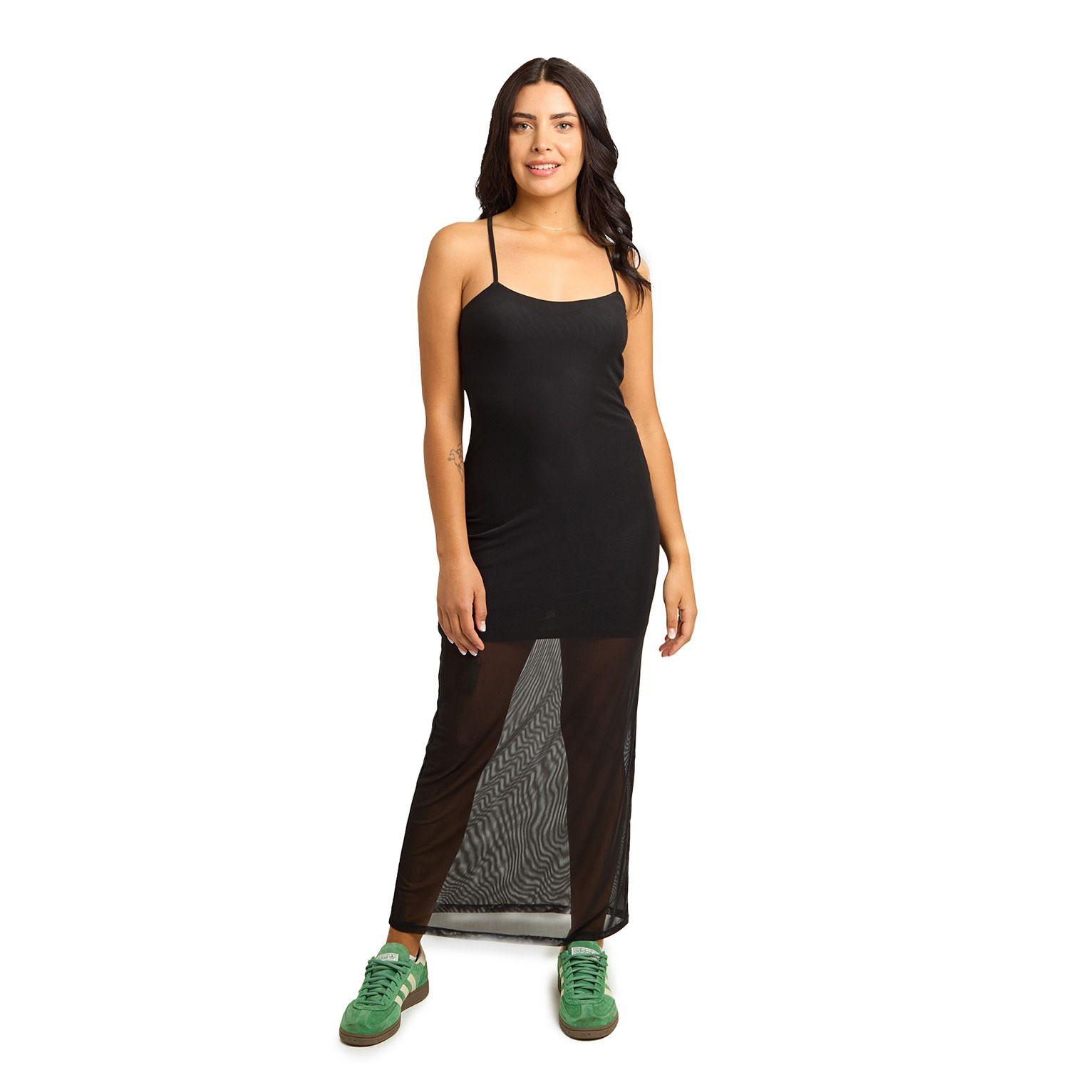 Vestido Mujer Drapeado Malla Negro Fashions Park-0