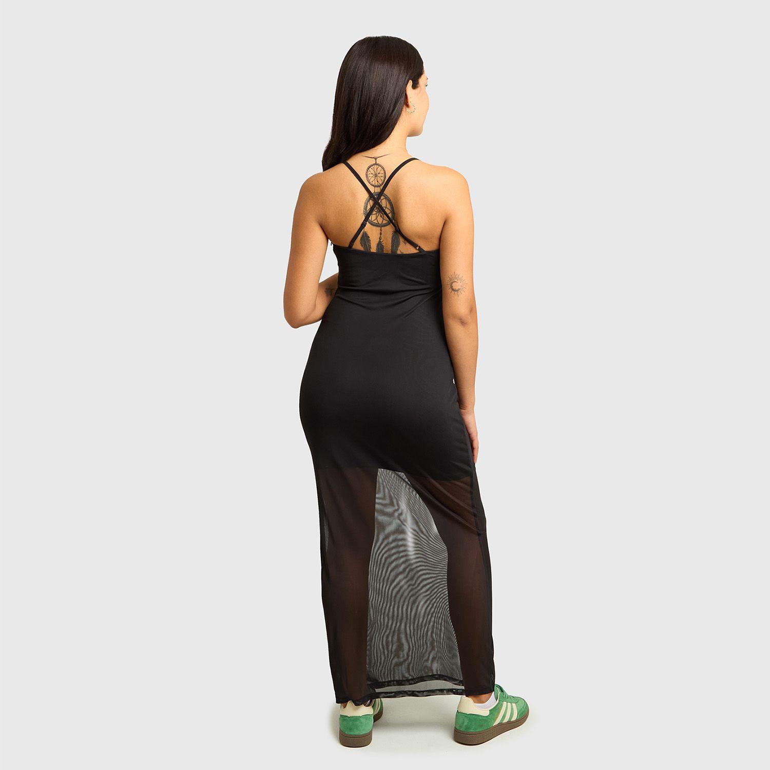Vestido Mujer Drapeado Malla Negro Fashions Park-1