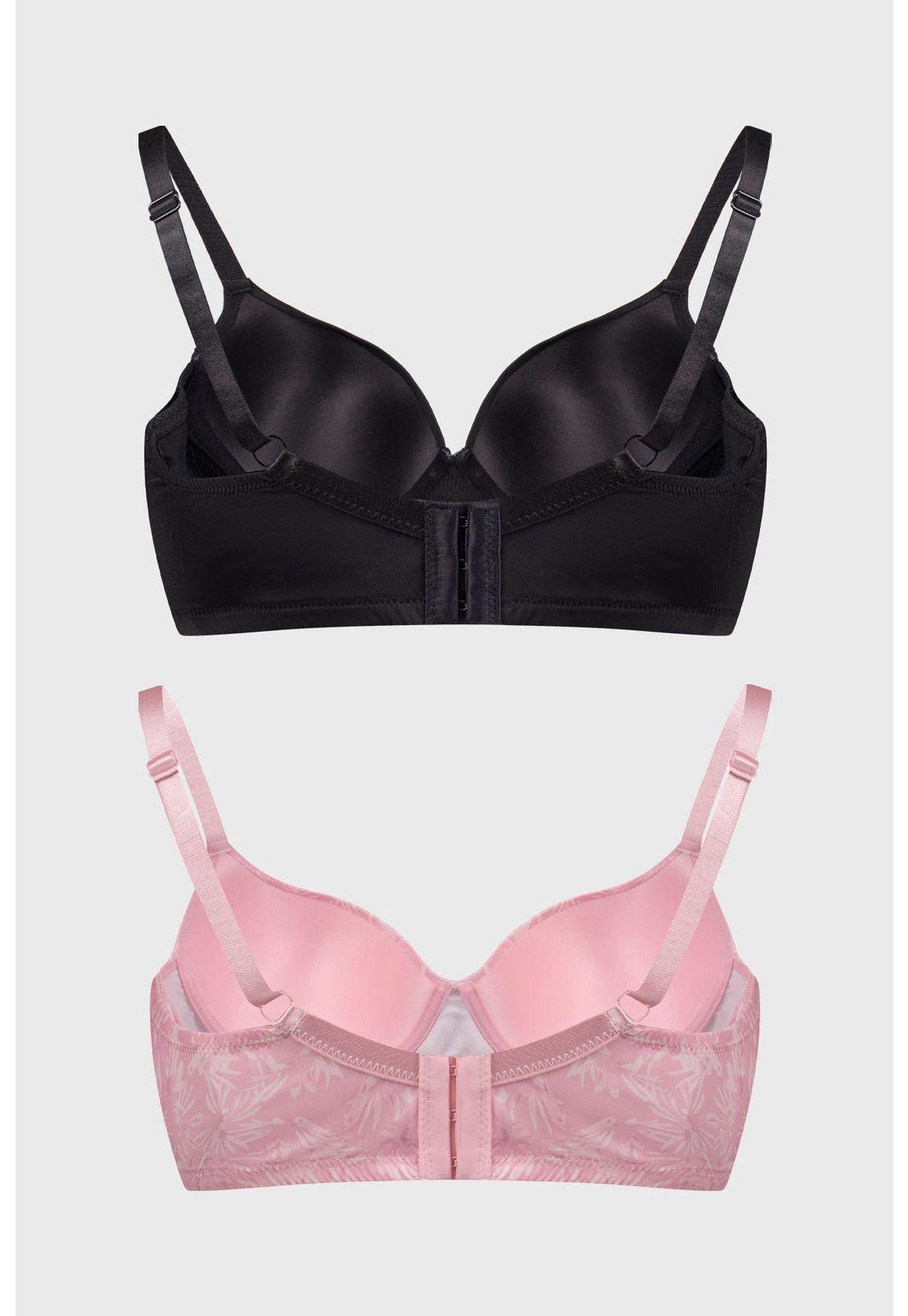 Sostén Mujer Bipack Estampado Liso Palo Rosa-1