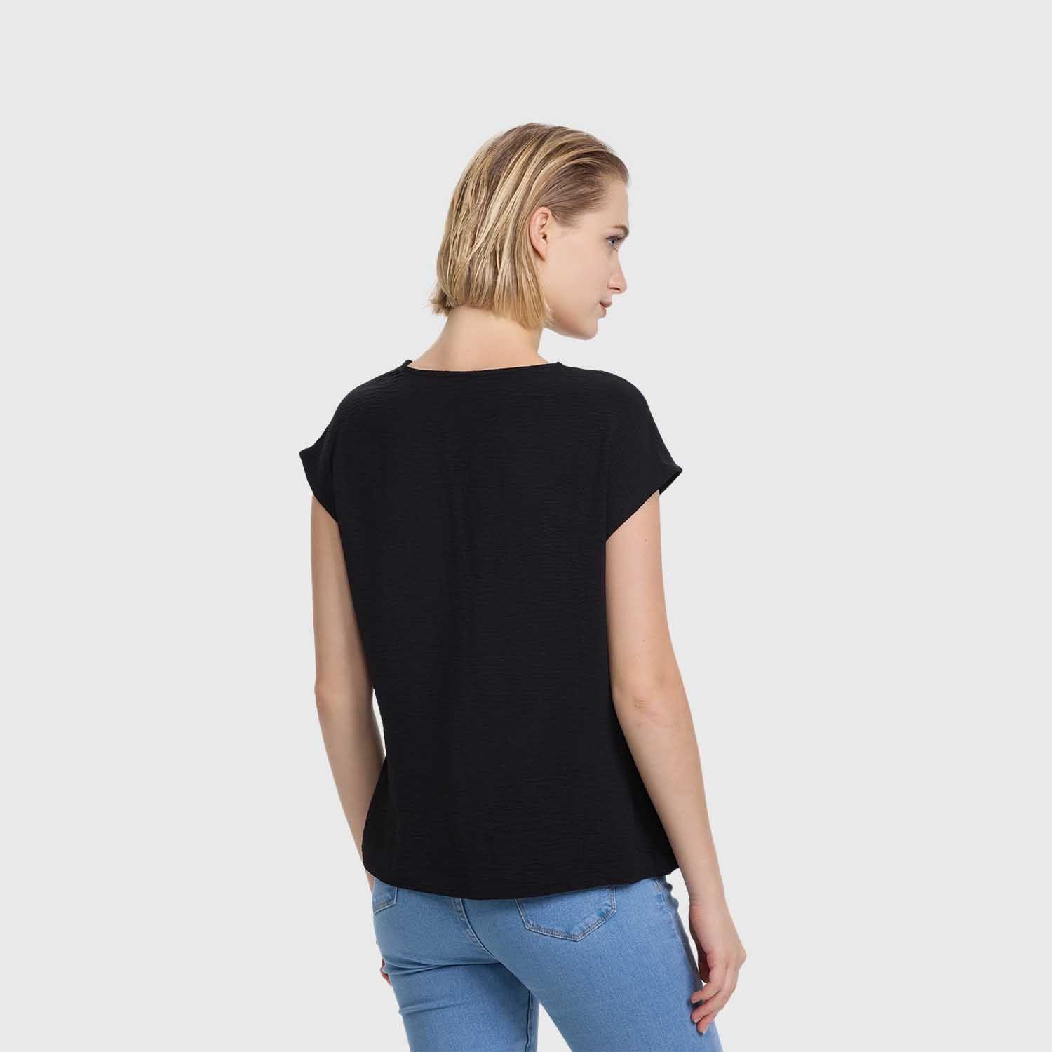 Blusa Mujer Manga Caída Escote Cruz Negro Fashion's Park-2