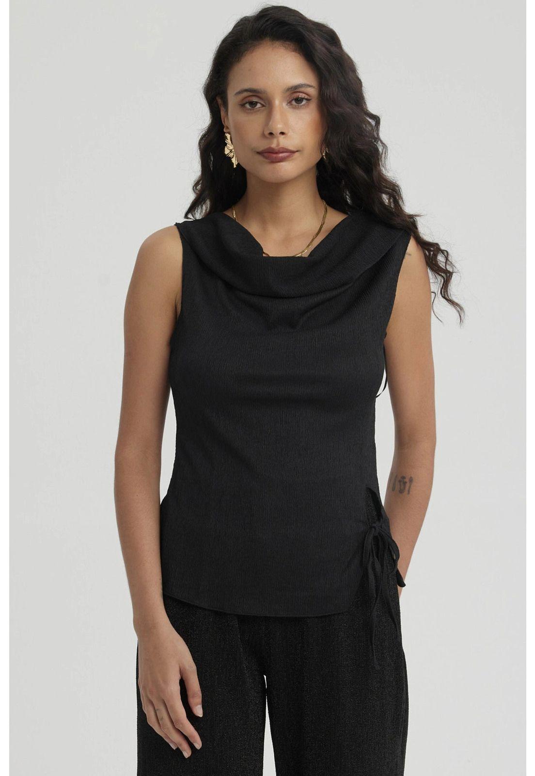 Polera Mujer Con Dobles Abertura Negro-0