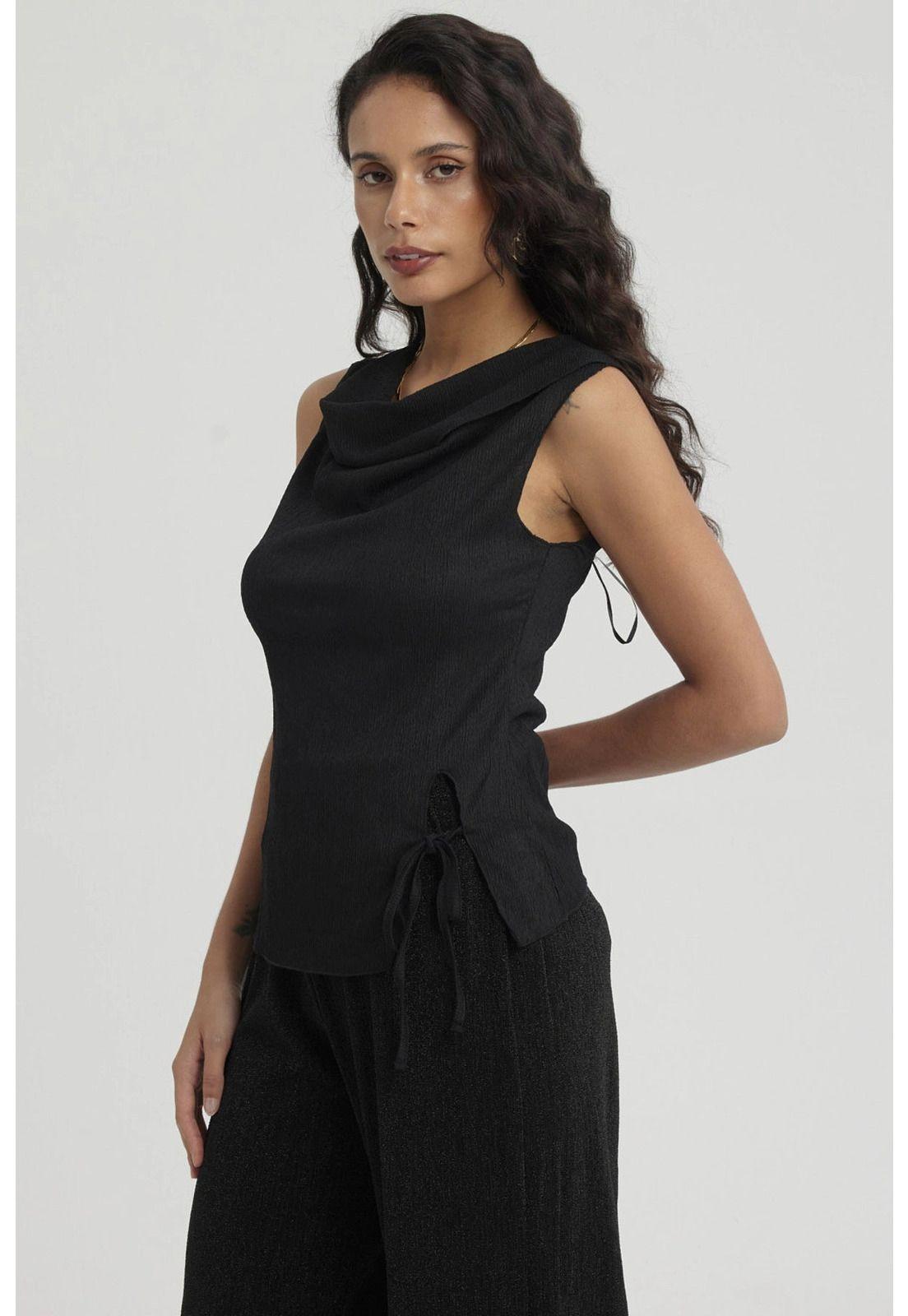 Polera Mujer Con Dobles Abertura Negro-3