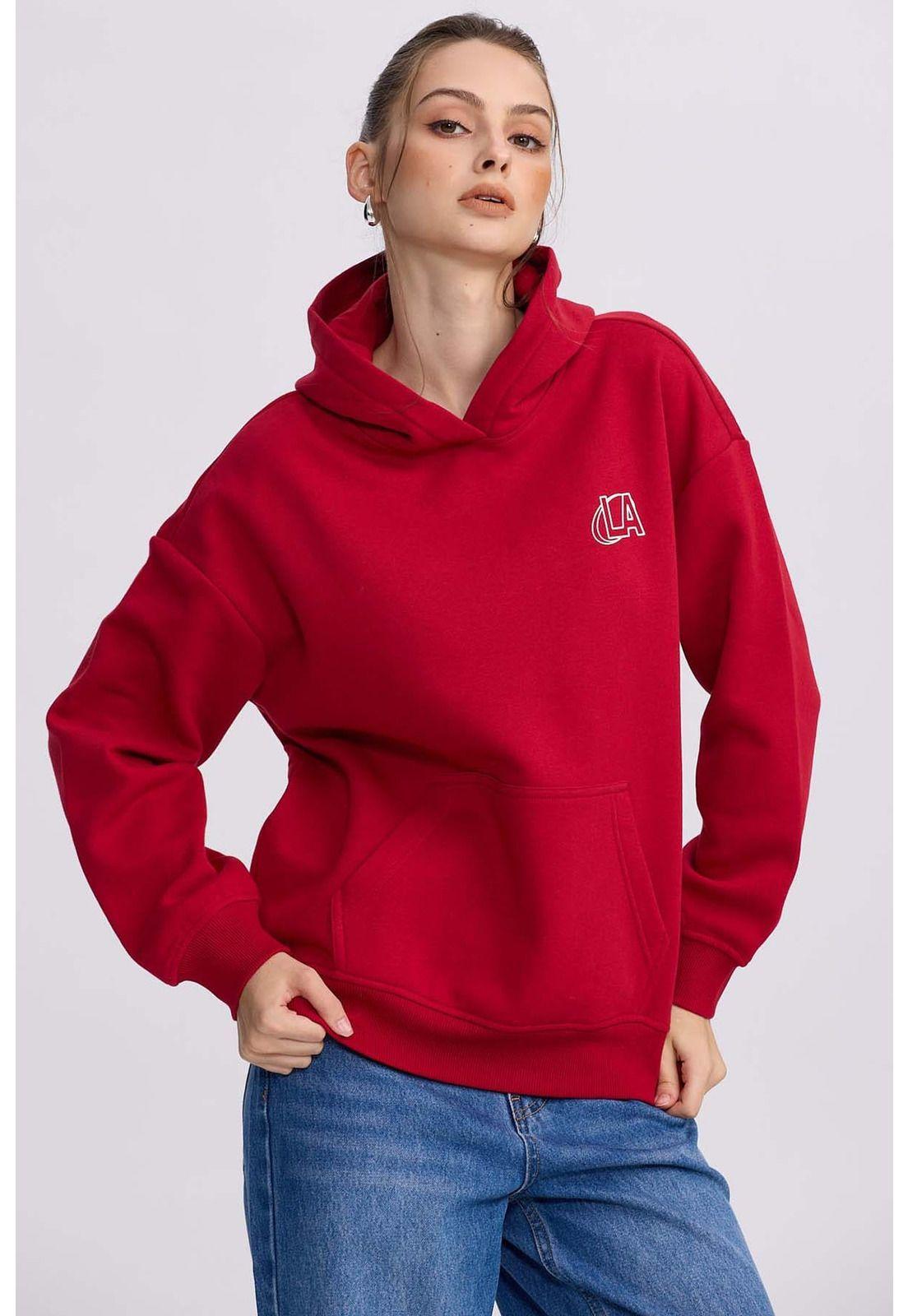 Polerón Mujer Canguro Print Burdeo-0