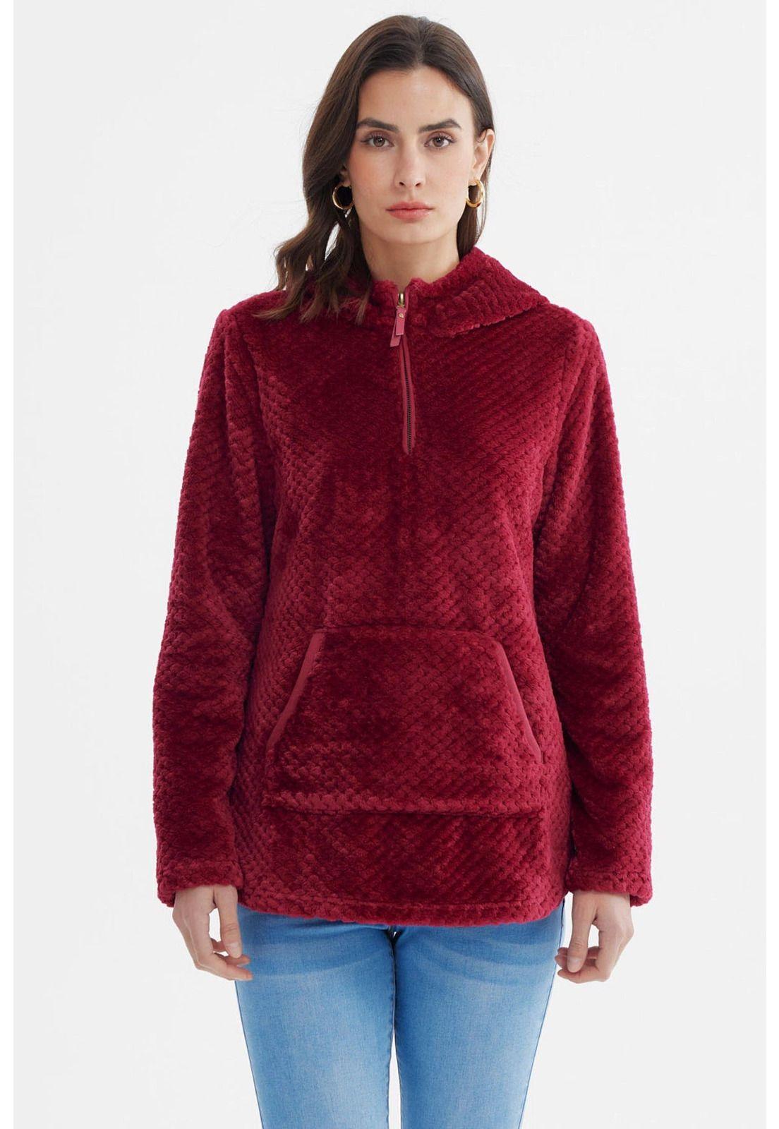 Polar Mujer Básico Aplicación Botón Vino-0