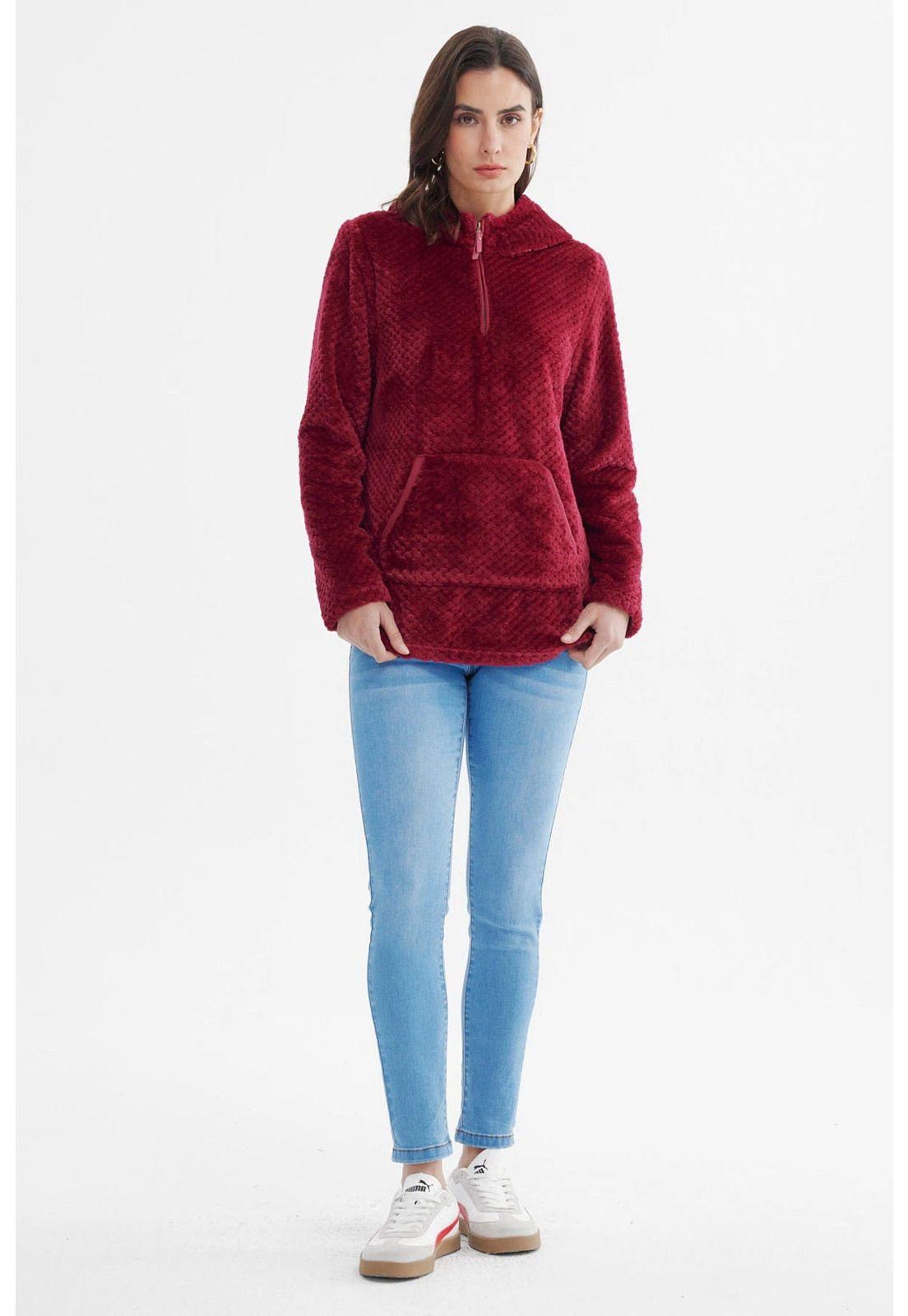 Polar Mujer Básico Aplicación Botón Vino-3