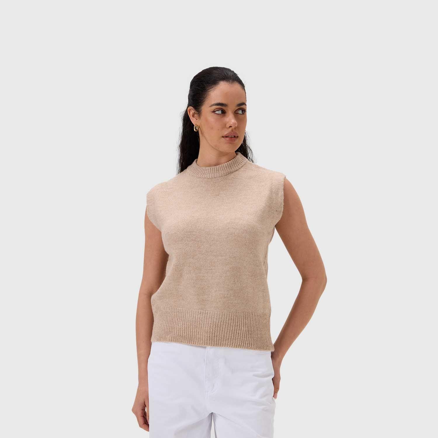 Sweater Mujer Liso Beige Fashion's Park-1