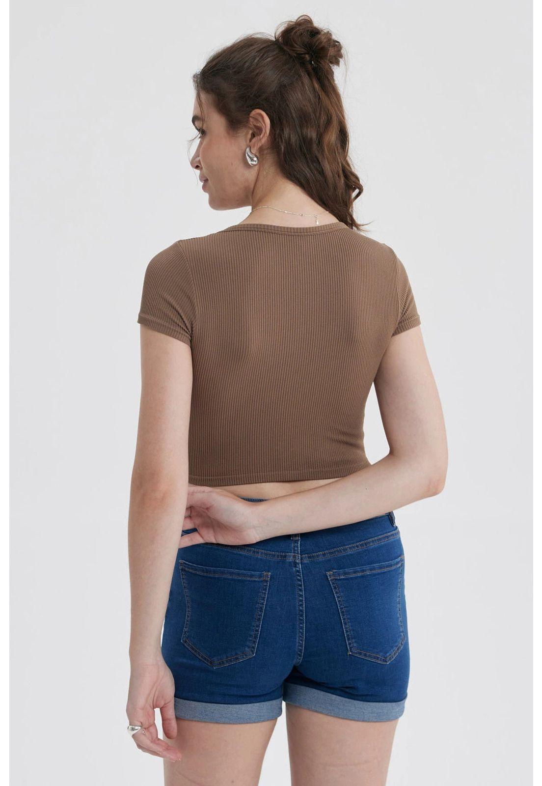 Polera Mujer Crop Sin Costura Chocolate-2