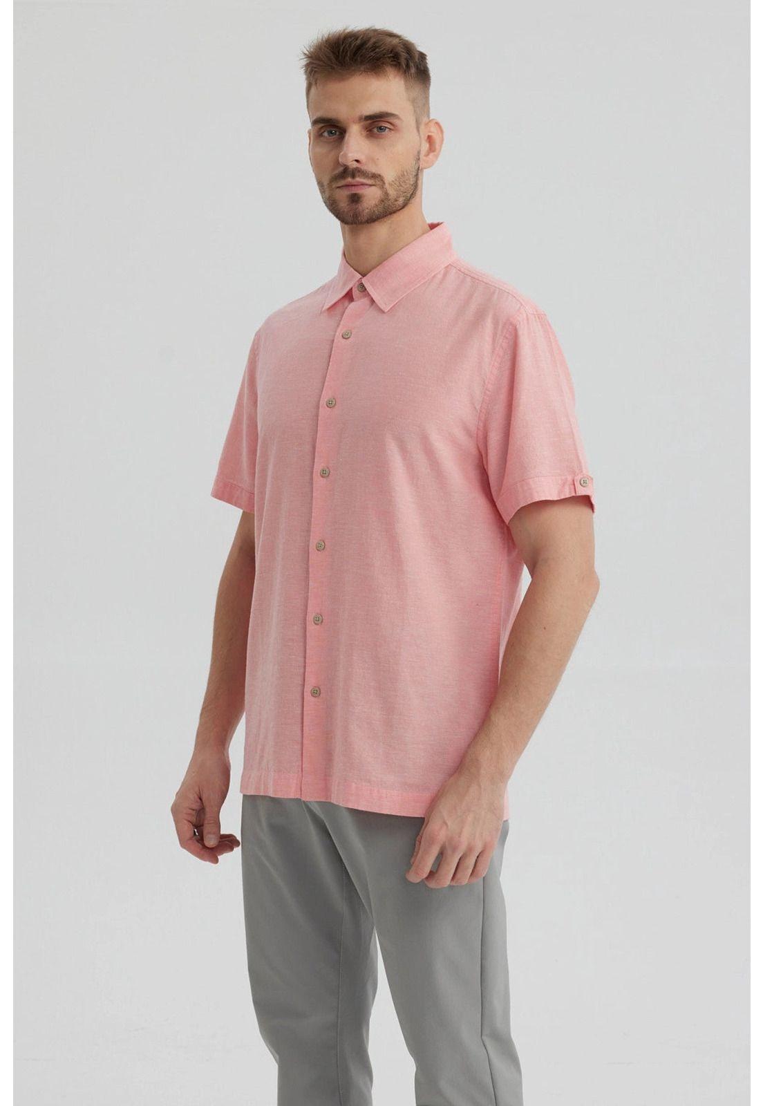 Camisa Hombre Lisa Rosado-1