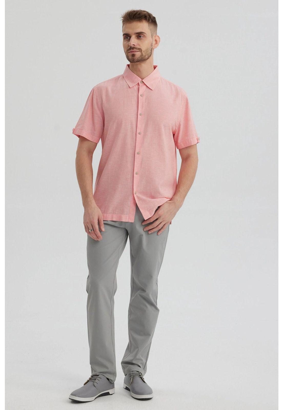 Camisa Hombre Lisa Rosado-3